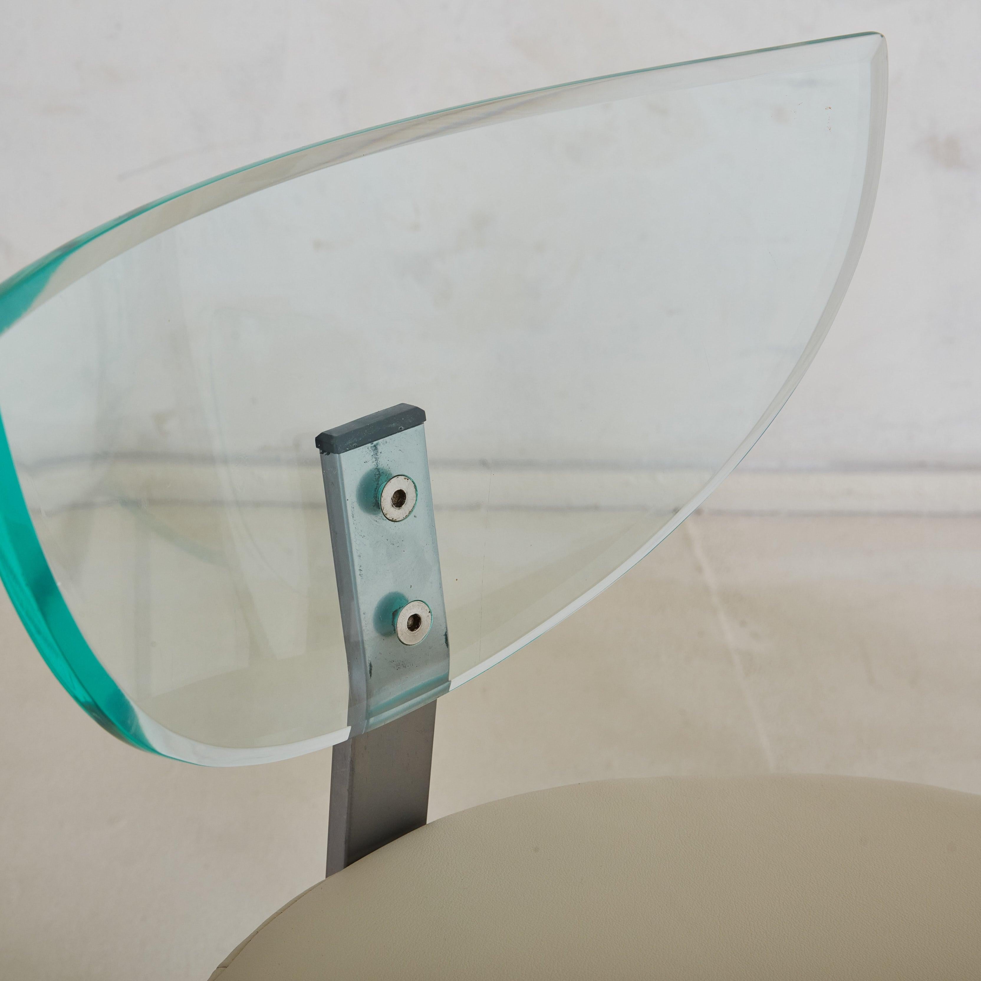 Late 20th Century Postmodern Acrylic Dining or Accent Chair with Leather Cushion, France 1980s For Sale
