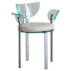 Postmodern Acrylic Dining or Accent Chair with Leather Cushion, France 1980s