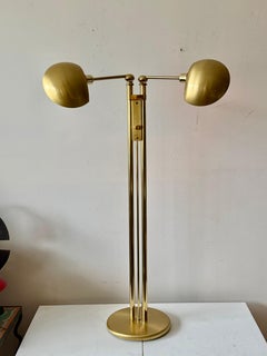 Postmodern Adjustable Two Light Brass Floor Lamp by Holtkoetter Luechten 1980's