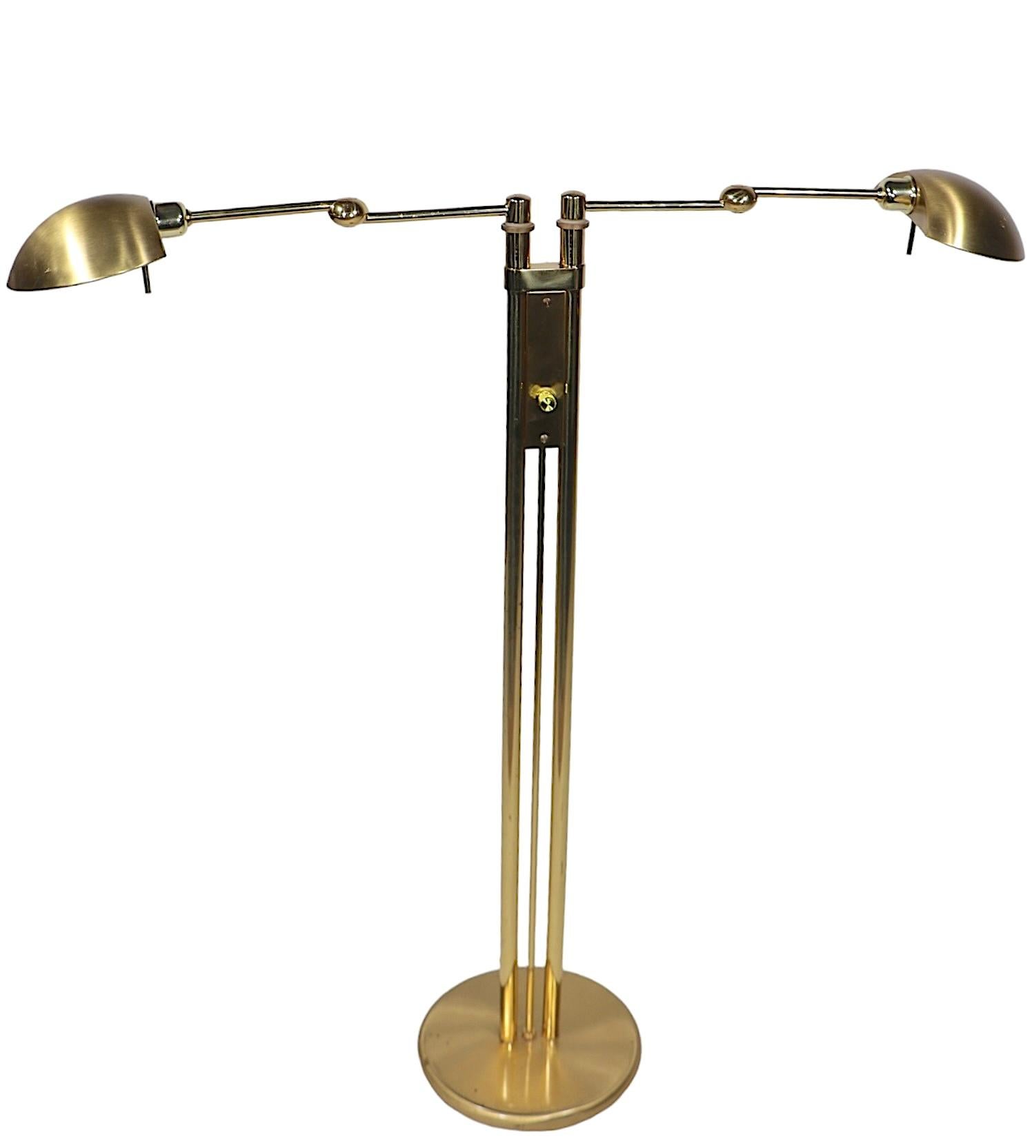 Postmodern Adjustable Two Light  Brass Floor Lamp by Holtkoetter Luechten 4