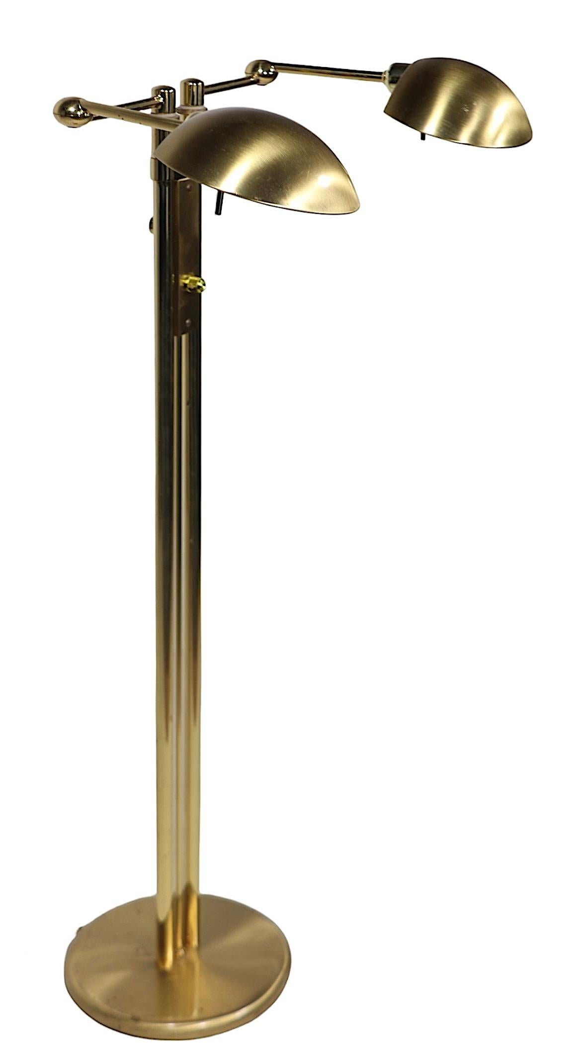 German Postmodern Adjustable Two Light  Brass Floor Lamp by Holtkoetter Luechten