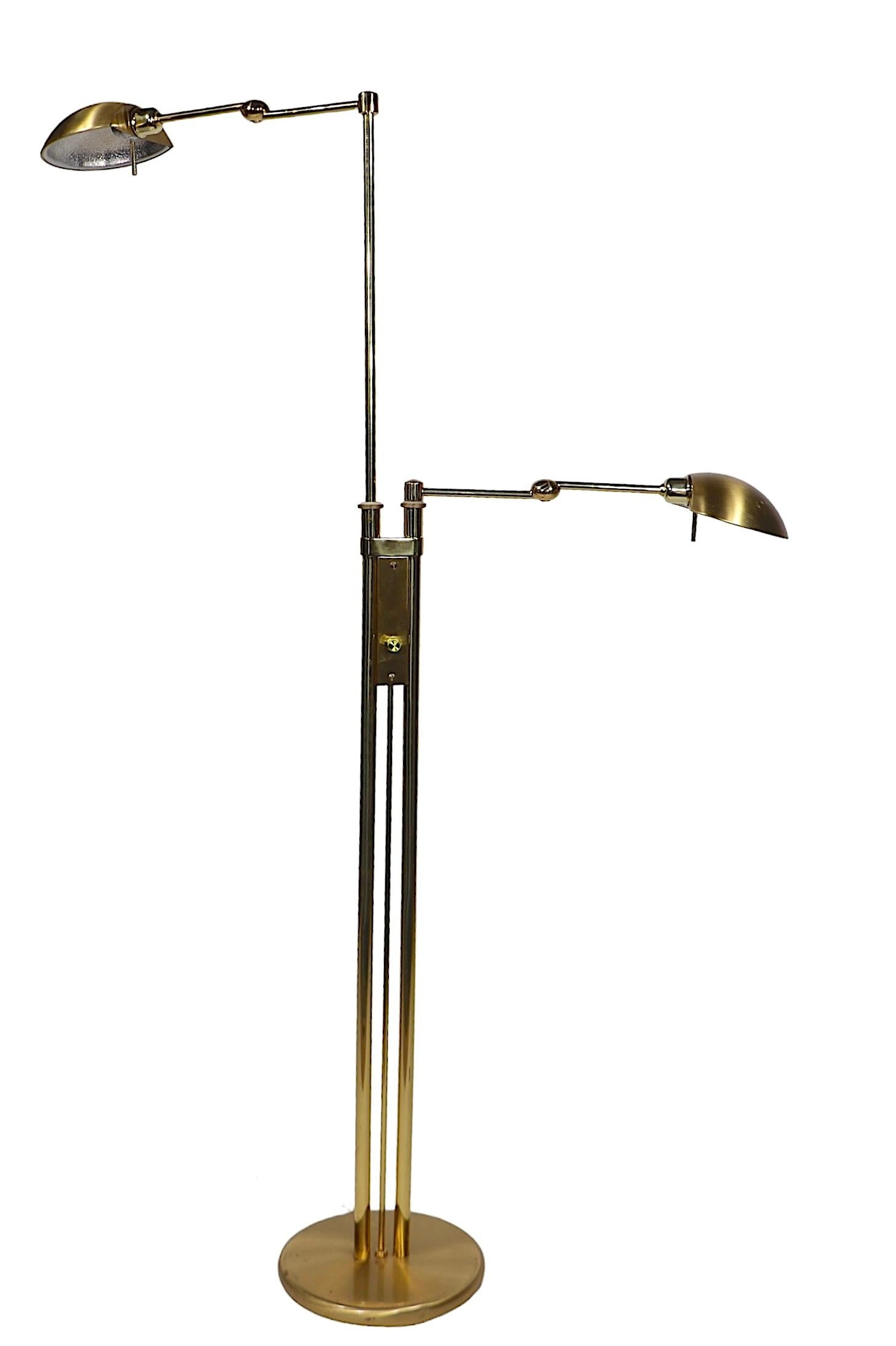 Postmodern Adjustable Two Light  Brass Floor Lamp by Holtkoetter Luechten In Good Condition In New York, NY