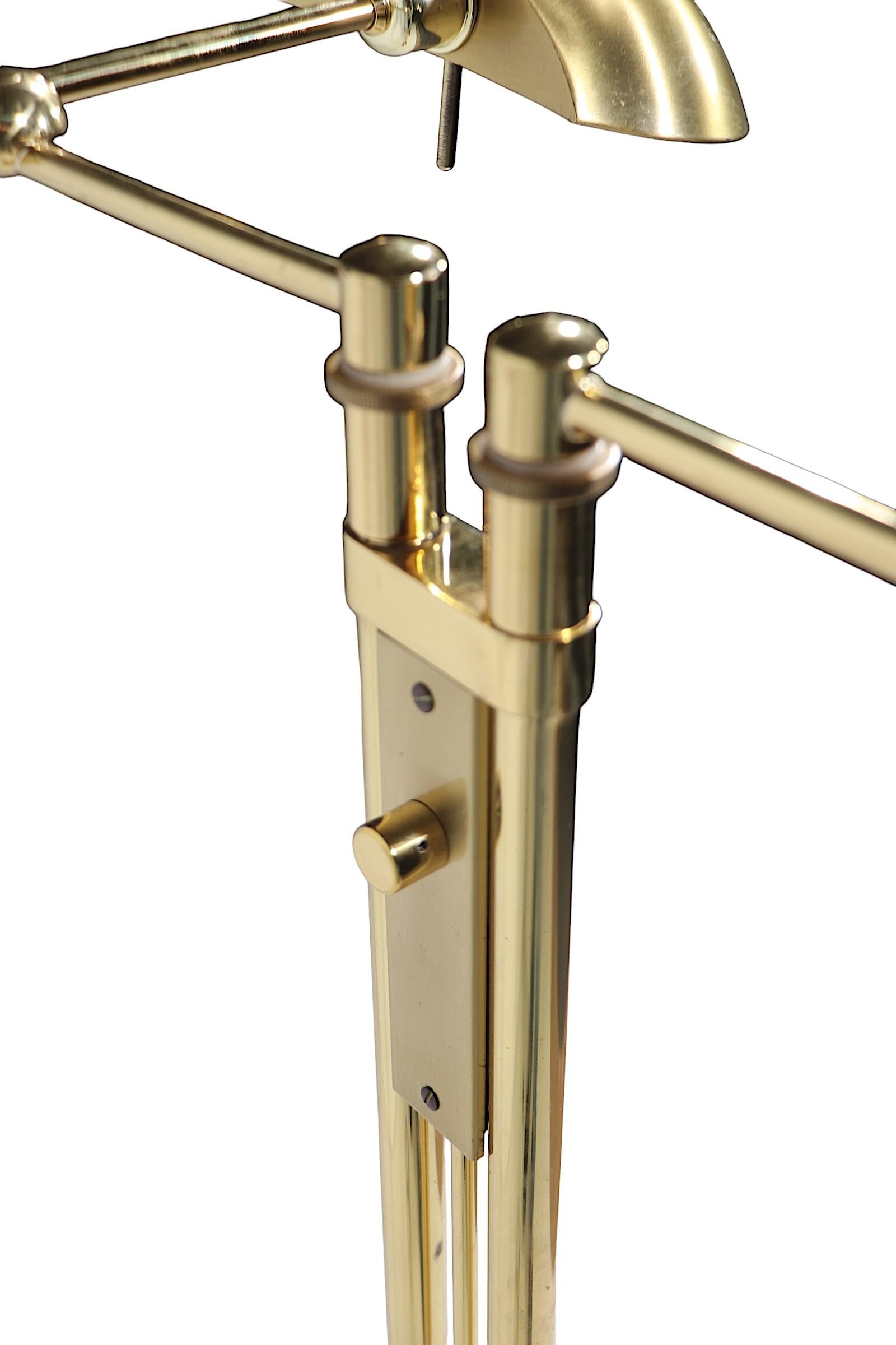 20th Century Postmodern Adjustable Two Light  Brass Floor Lamp by Holtkoetter Luechten