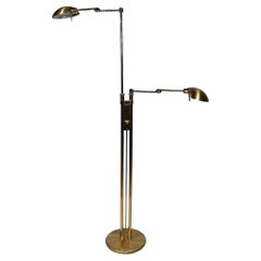 Postmodern Adjustable Two Light Brass Floor Lamp by Holtkoetter Luechten
