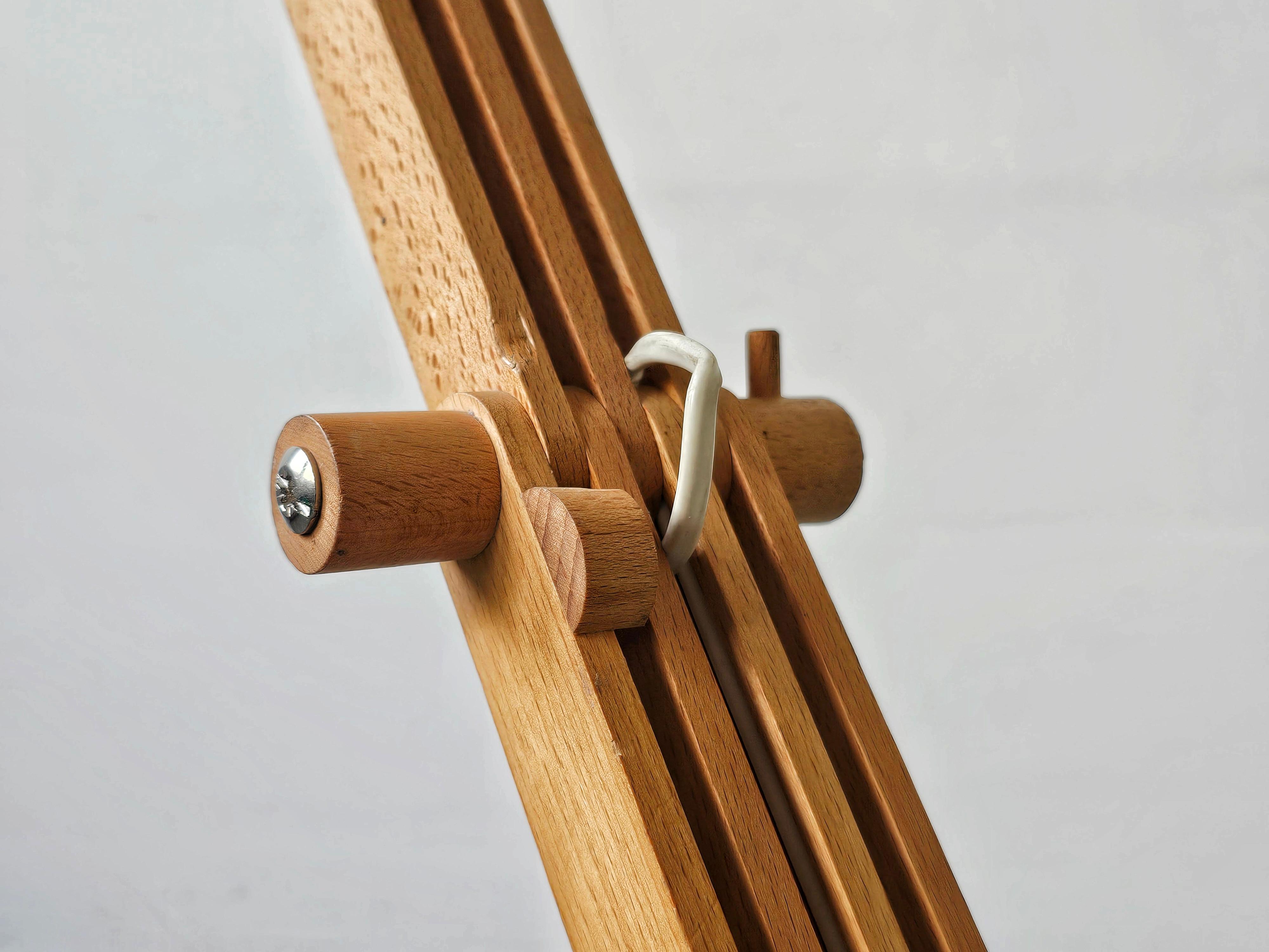 German Postmodern Adjustable Zig-Zag Floor Lamp done in solid Beech