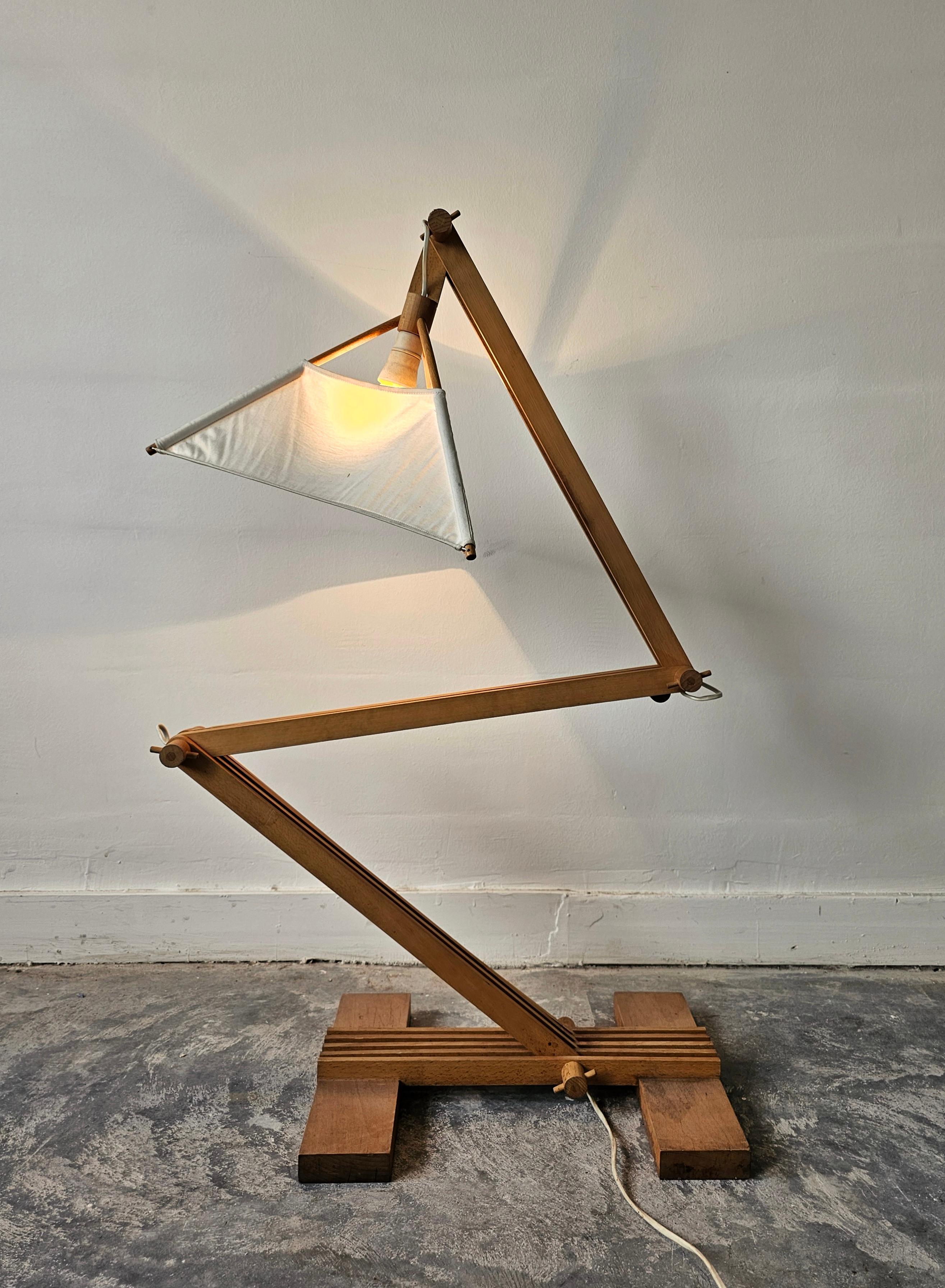 Late 20th Century Postmodern Adjustable Zig-Zag Floor Lamp done in solid Beech
