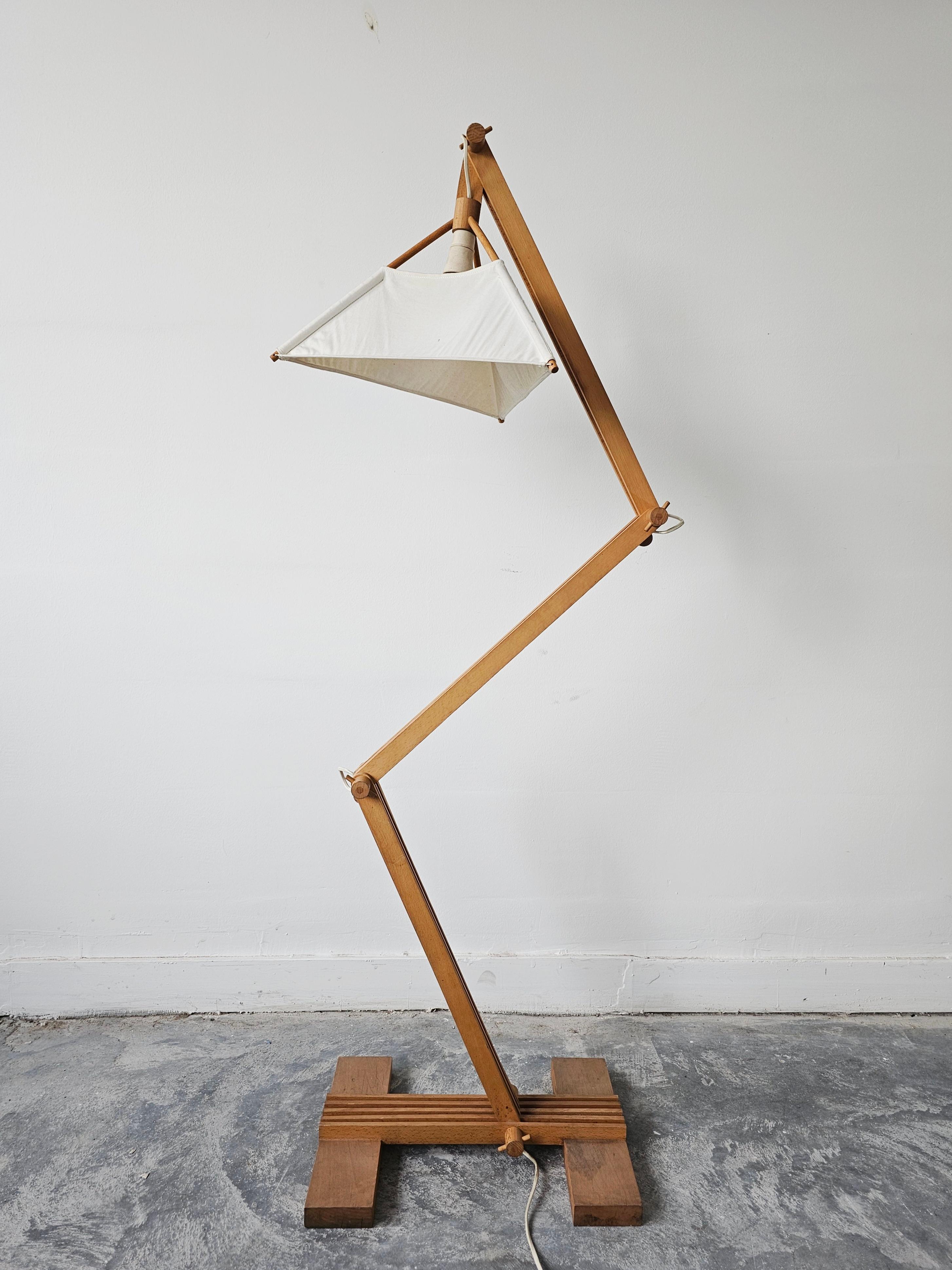 Postmodern Adjustable Zig-Zag Floor Lamp done in solid Beech 1