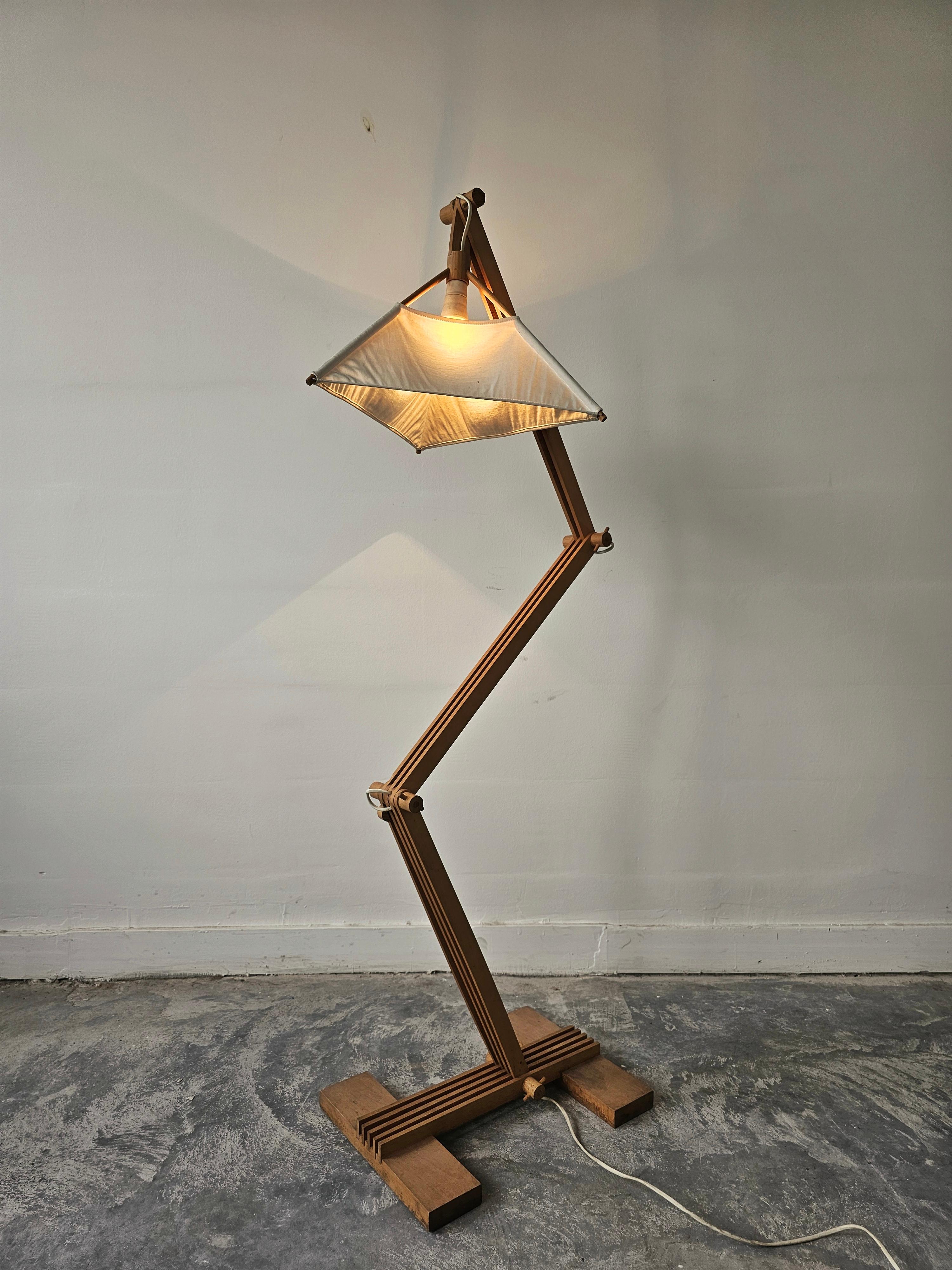 Postmodern Adjustable Zig-Zag Floor Lamp done in solid Beech 2