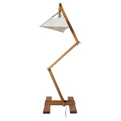 Postmodern Adjustable Zig-Zag Floor Lamp done in solid Beech