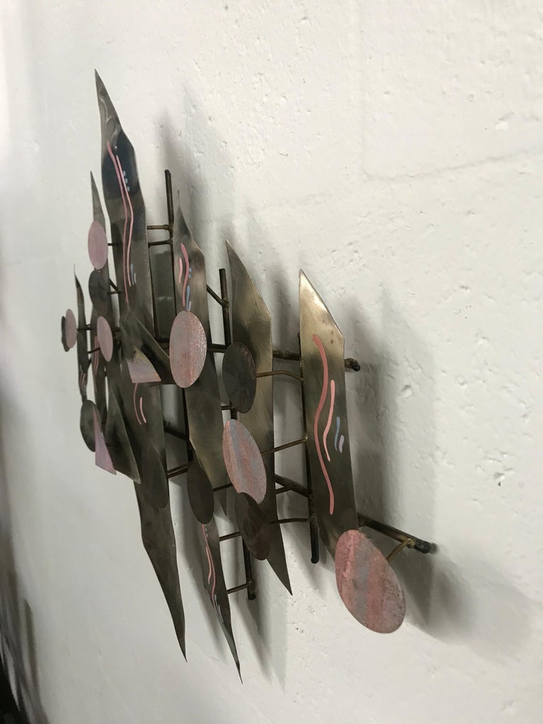 American Postmodern Aluminium Wall Sculpture, Signed For Sale