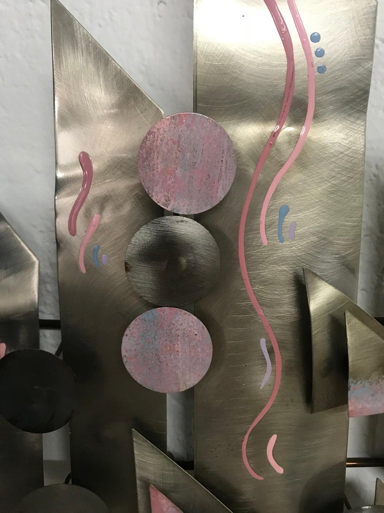 20th Century Postmodern Aluminium Wall Sculpture, Signed For Sale