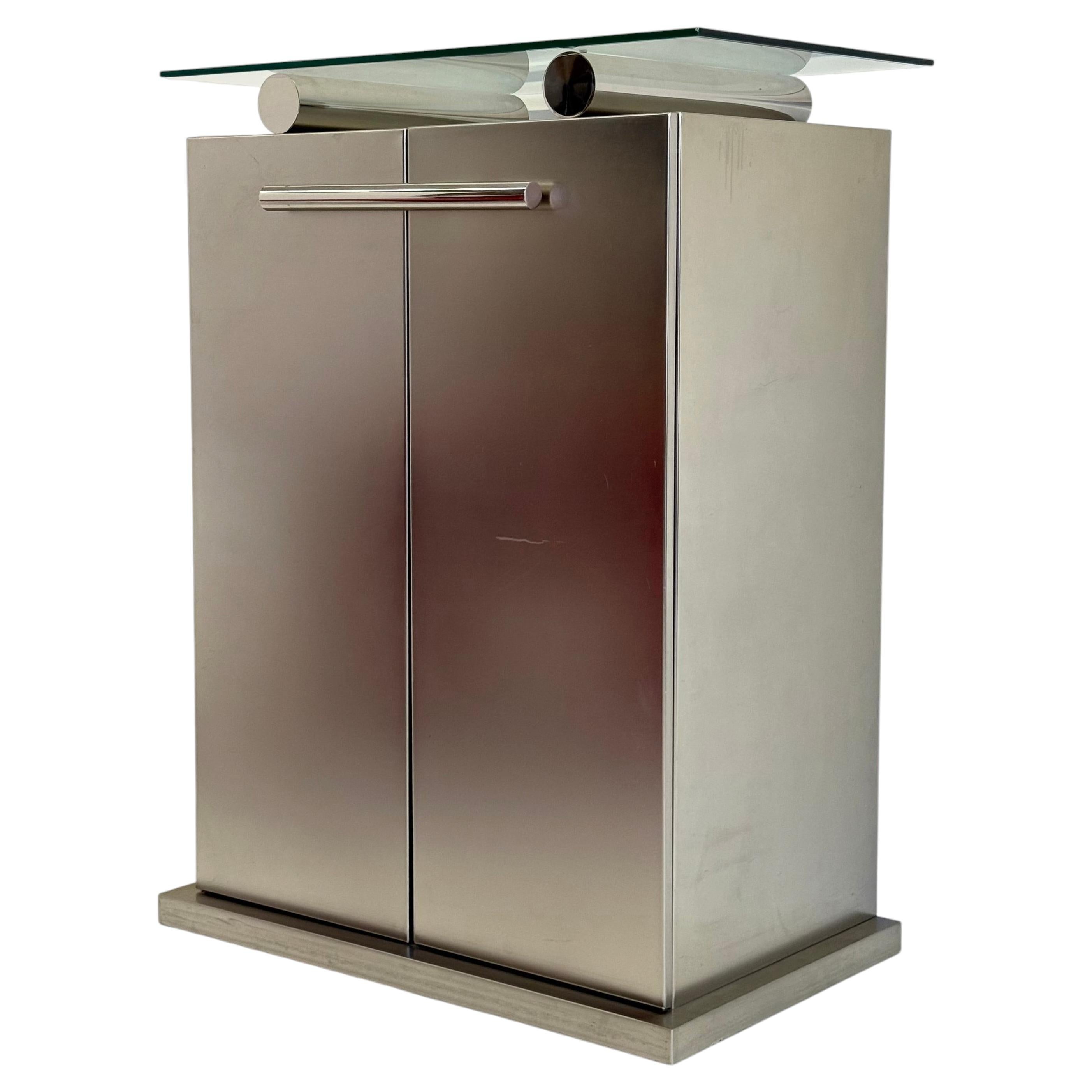 Postmodern aluminum bar cabinet from Belgochrom