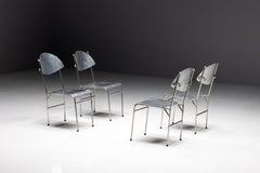 Postmodern Aluminum Dining Chairs, Italy, Circa 1980, Geometric Design