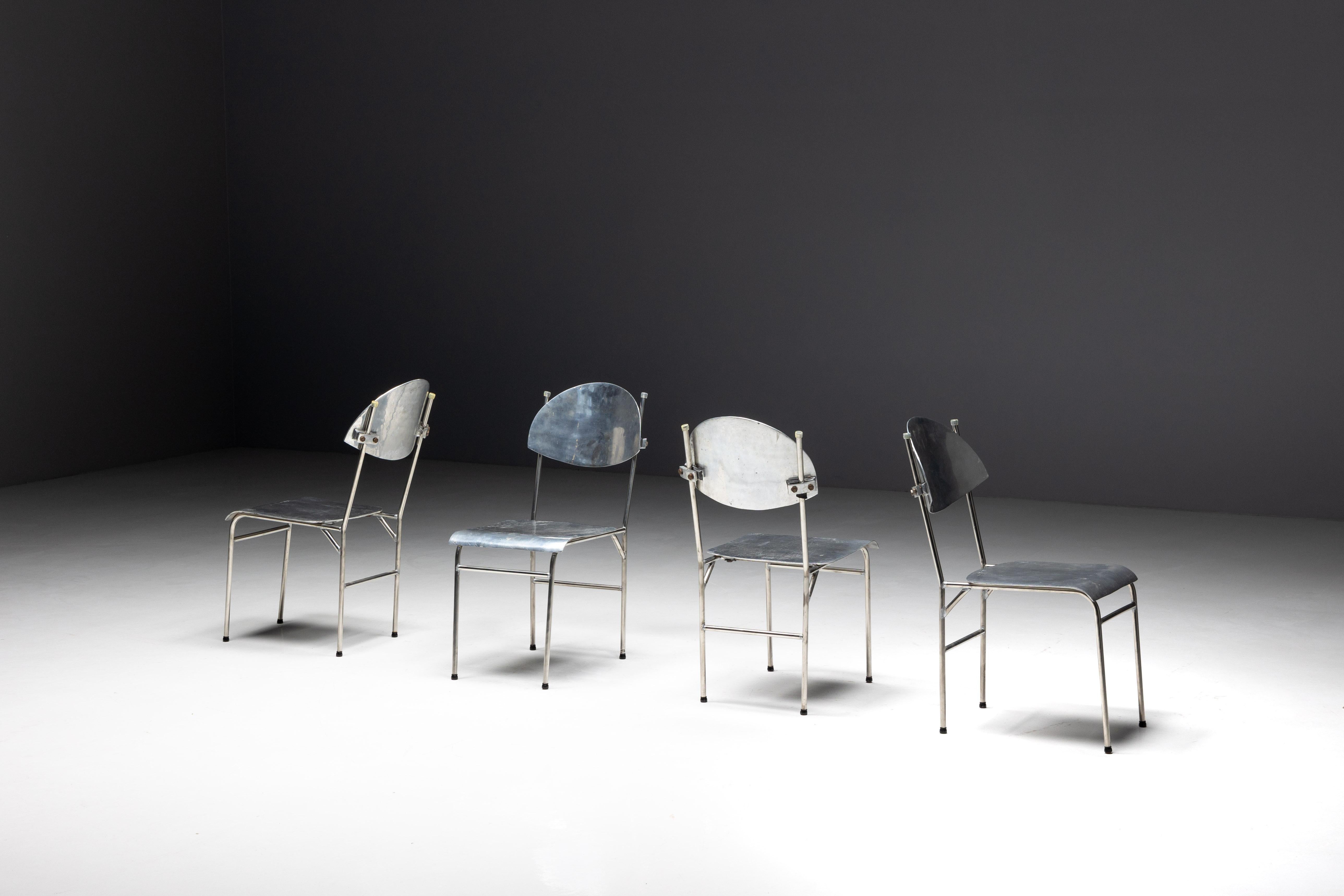 Post-Modern Postmodern Aluminum chairs, Italy, 1980s For Sale