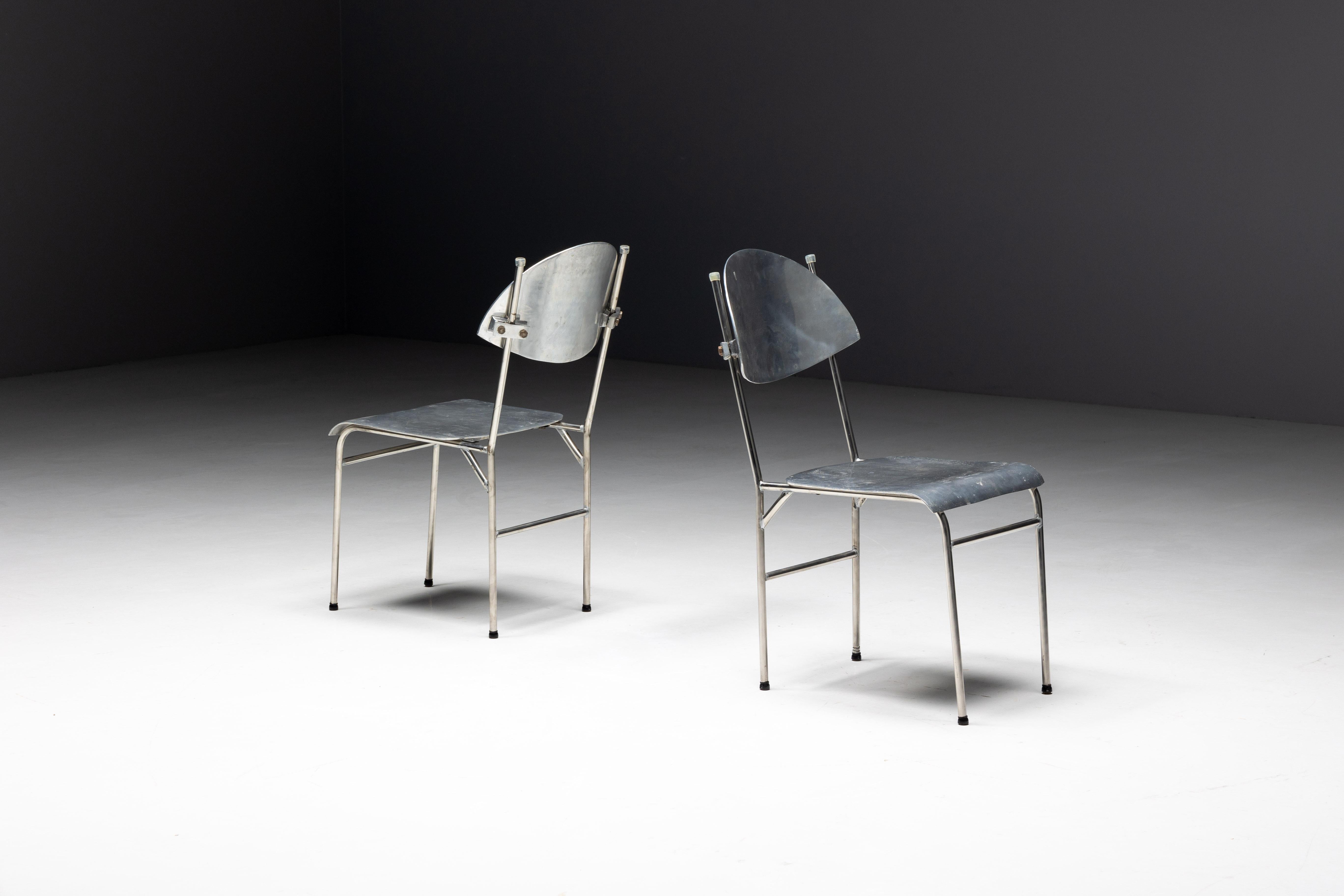 Late 20th Century Postmodern Aluminum chairs, Italy, 1980s For Sale
