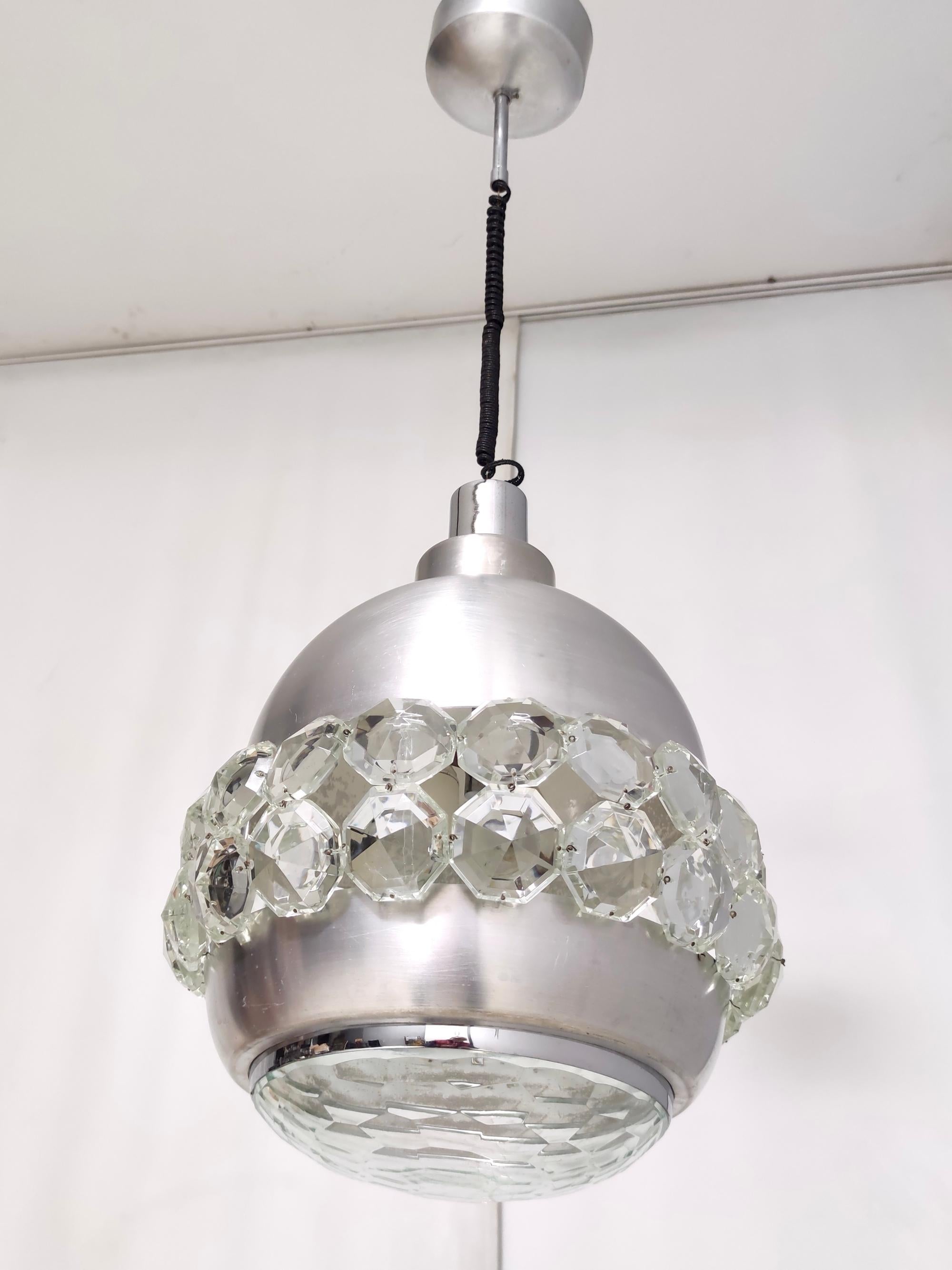 Post-Modern Postmodern Aluminum, Crystal and Glass Pendant by Pia Guidetti Crippa for Lumi For Sale