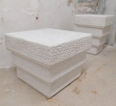 Postmodern American textured plaster / concrete side or coffee table, 1980s