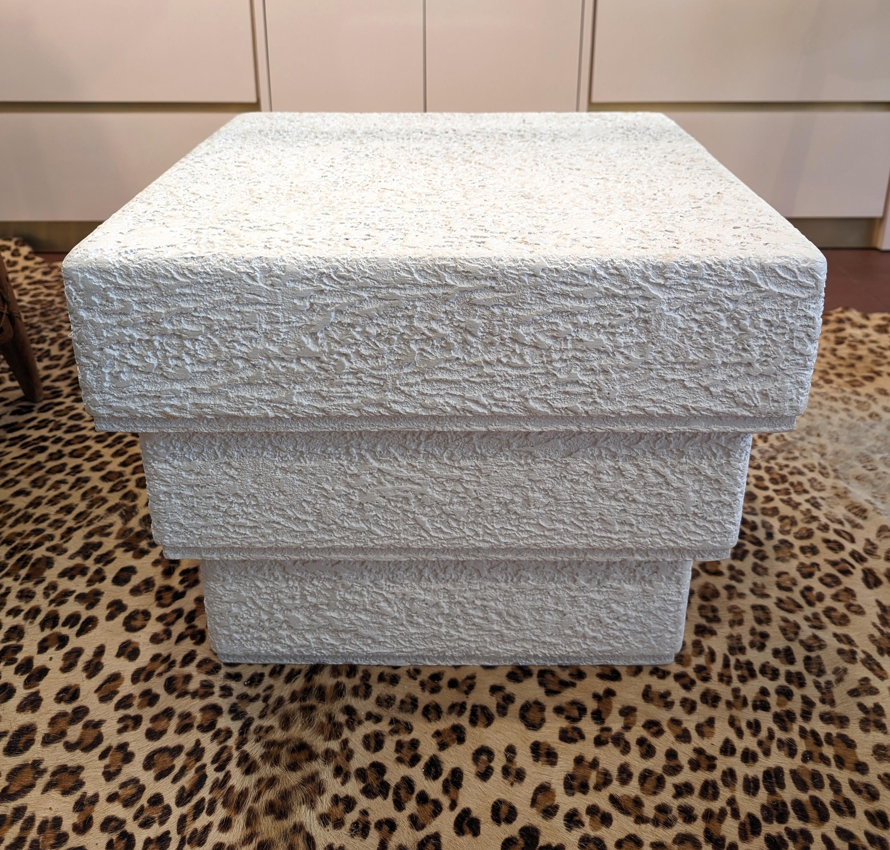 Post-Modern Postmodern American textured plaster / concrete side or coffee table, 1980s For Sale