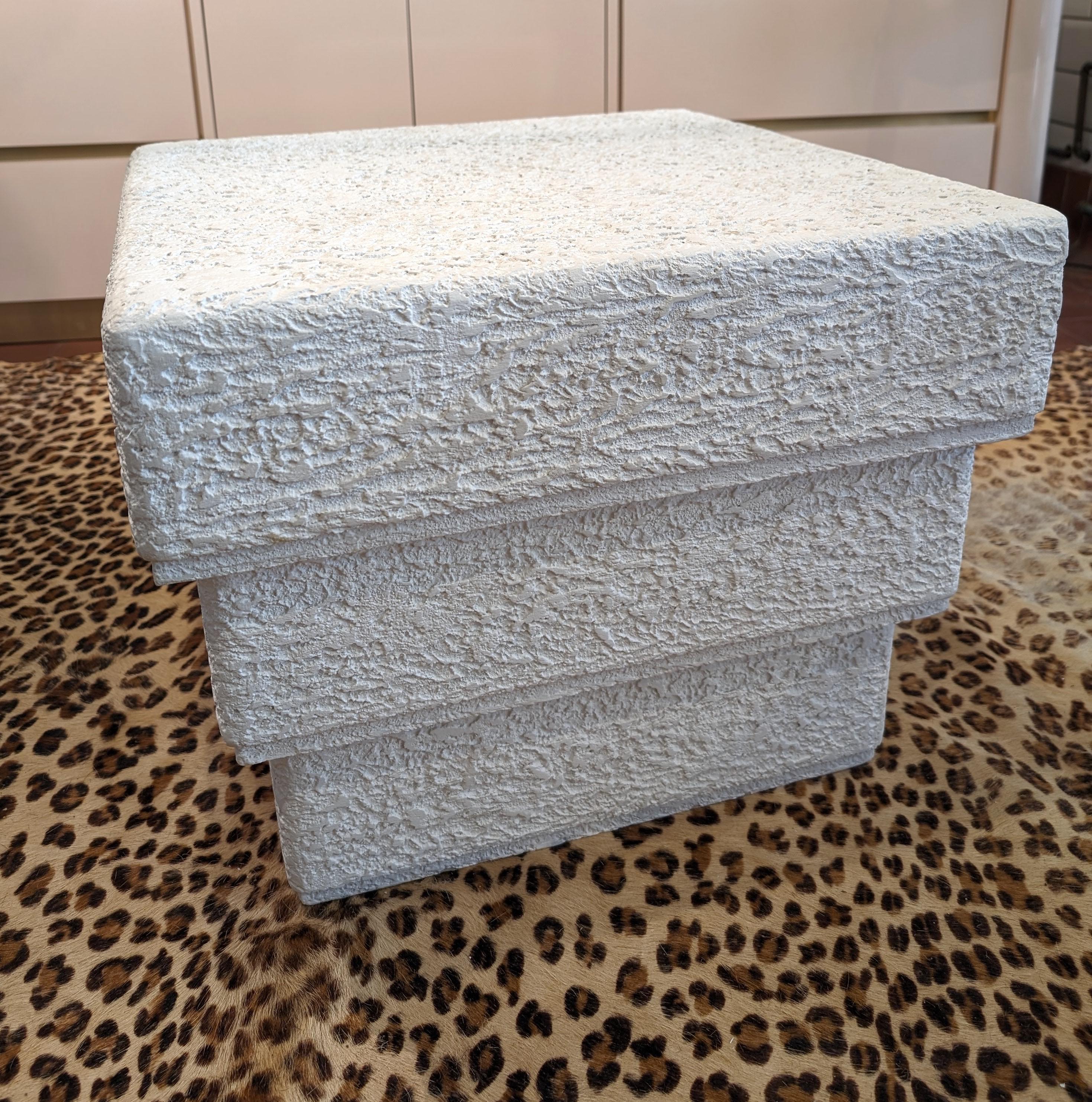 20th Century Postmodern American textured plaster / concrete side or coffee table, 1980s For Sale