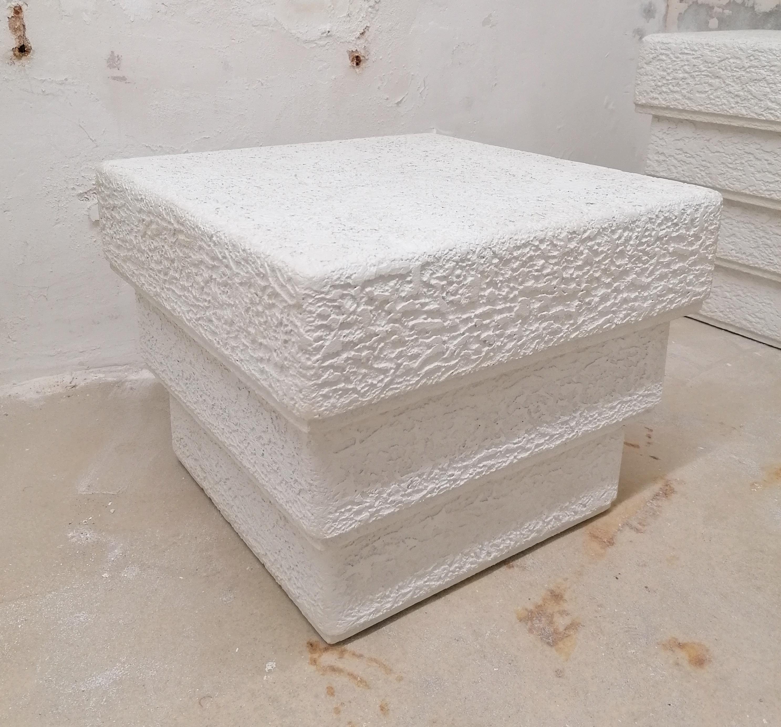 Postmodern American textured plaster / concrete side or coffee table, 1980s For Sale 2