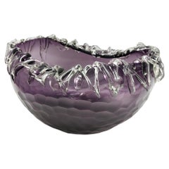 Postmodern Amethyst Hand Blown Glass Bowl or Centerpiece, Italy