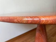 Postmodern Angelo Mangiarotti Travertine Salmon Dining Table w/ Pedestal Base