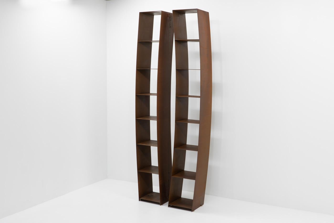 German Postmodern Antidesign: Steel bookcases, W. Laubersheimer, for Pentagon 1980s For Sale