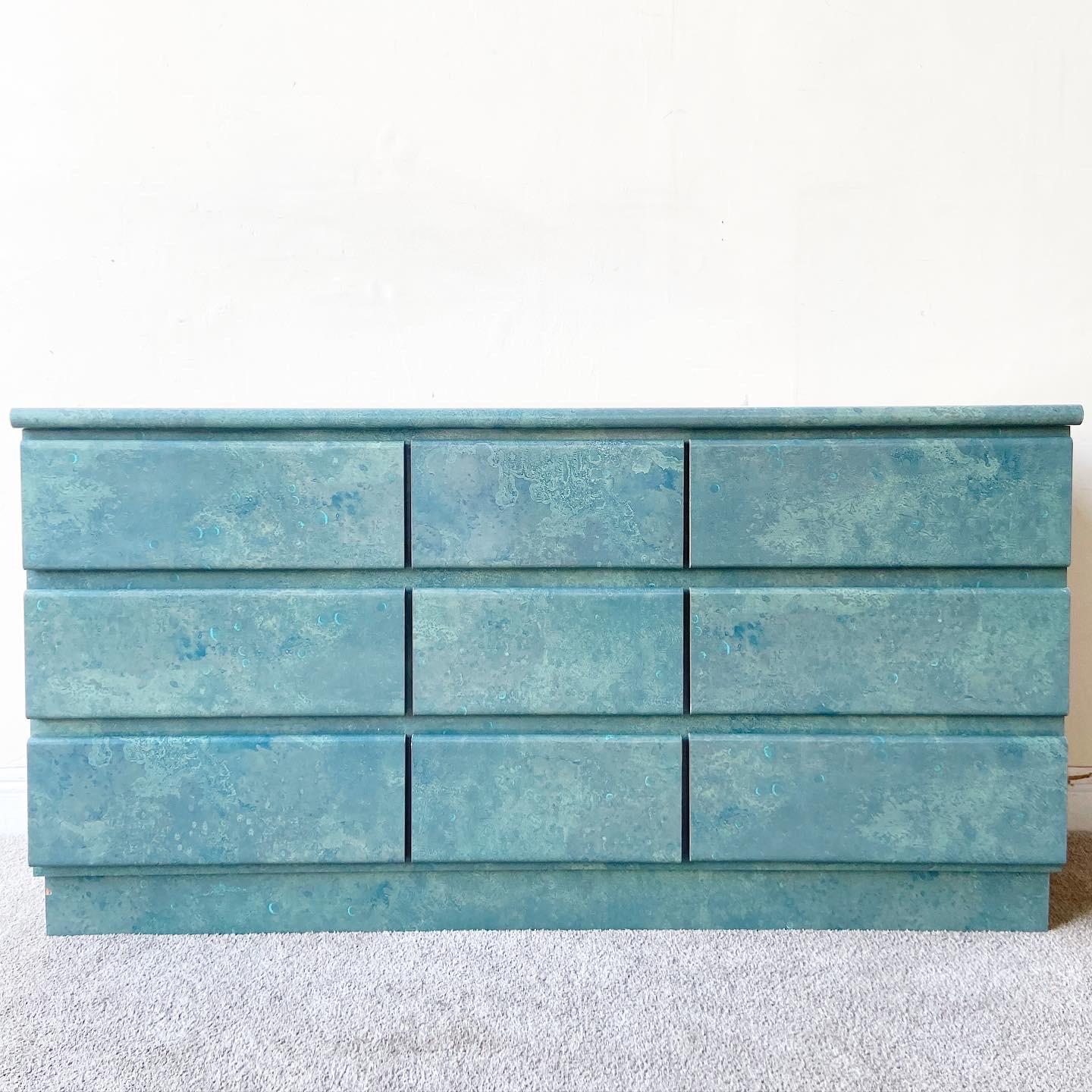 American Postmodern Aquaponic Lacquer Laminate Dresser - 9 Drawers