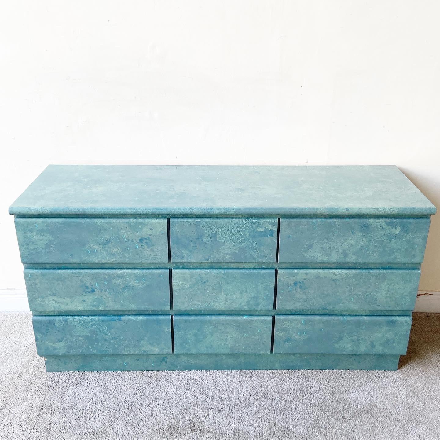 Postmodern Aquaponic Lacquer Laminate Dresser - 9 Drawers 2