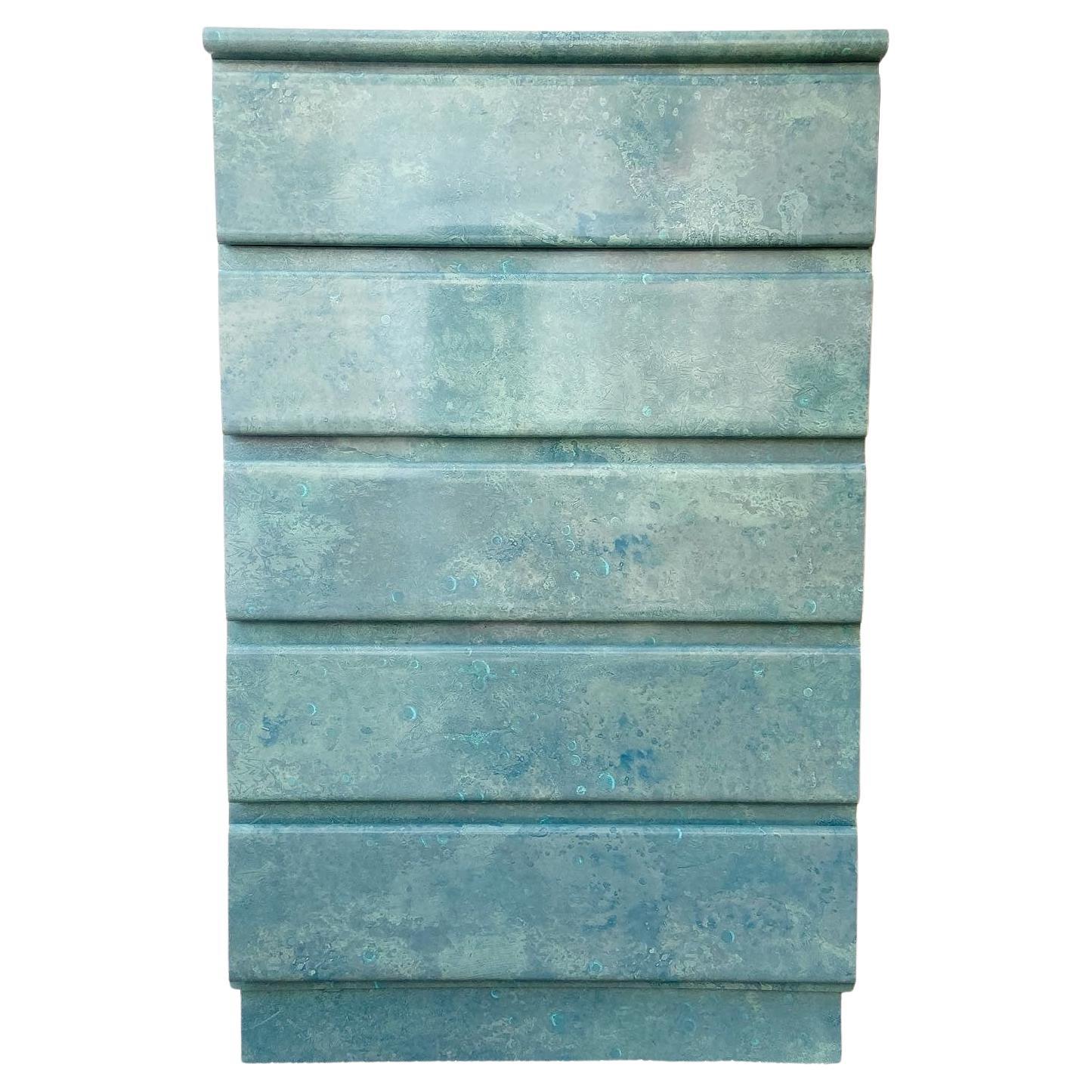 Postmodern Pink Lacquer Laminate Highboy Dresser For Sale at 1stDibs