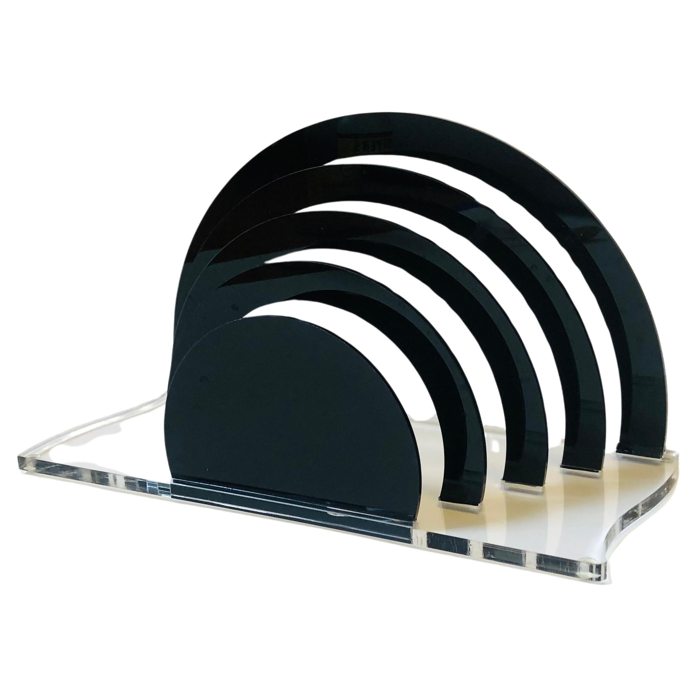 Postmodern Arched Acrylic Paper Organizer For Sale