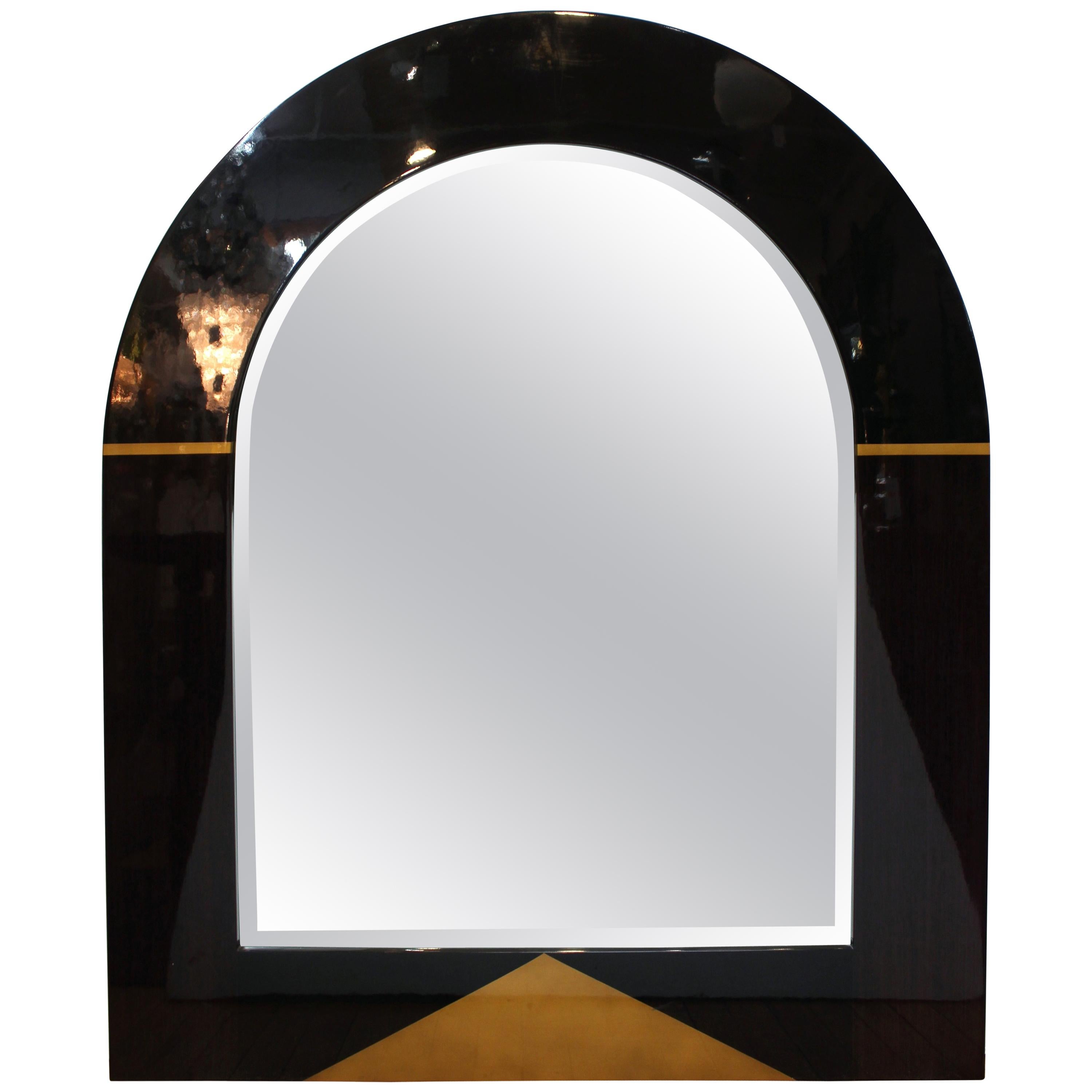 Postmodern Arched Mirror with Gilt Accents