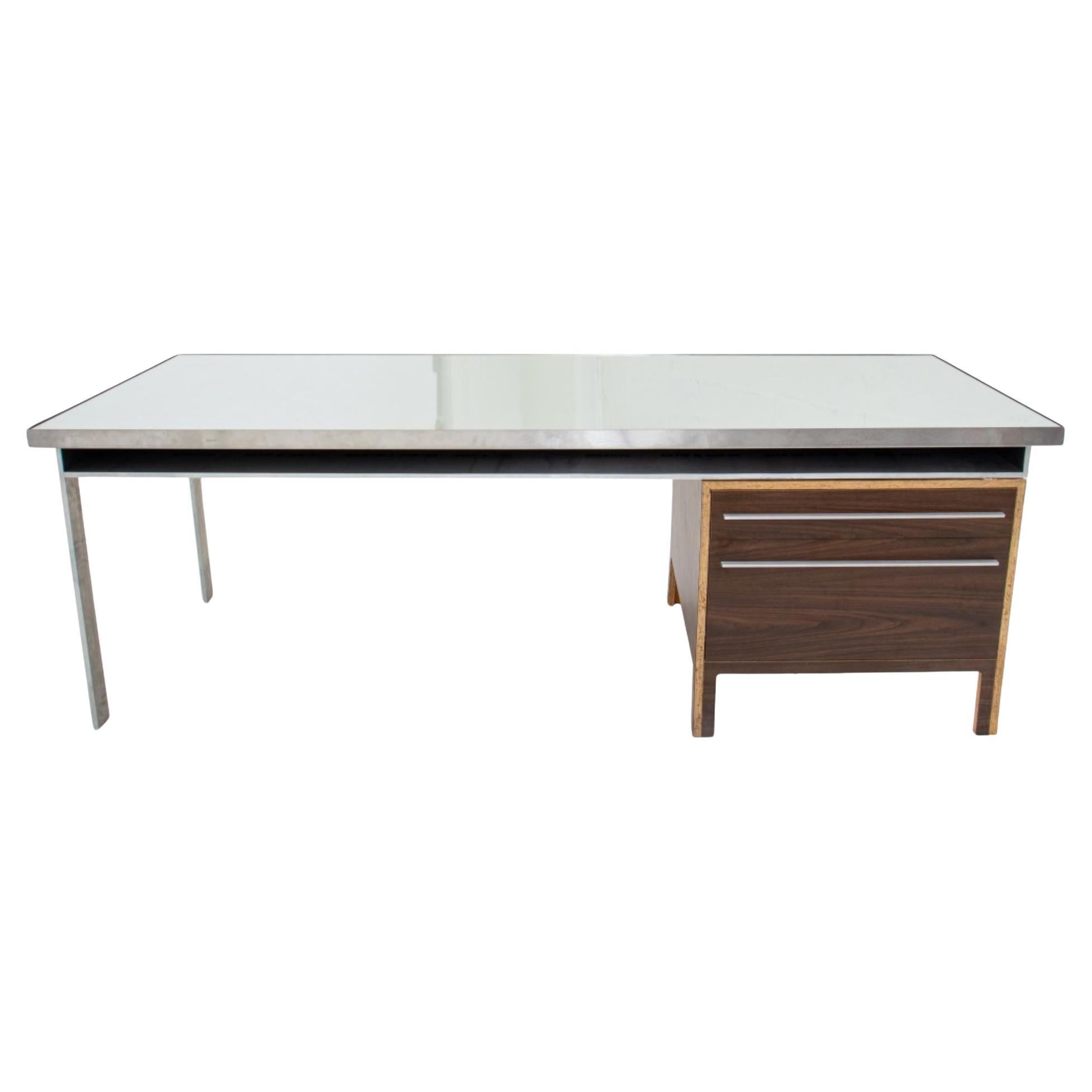 Postmodern Architect-Designed Plywood & Steel Desk For Sale