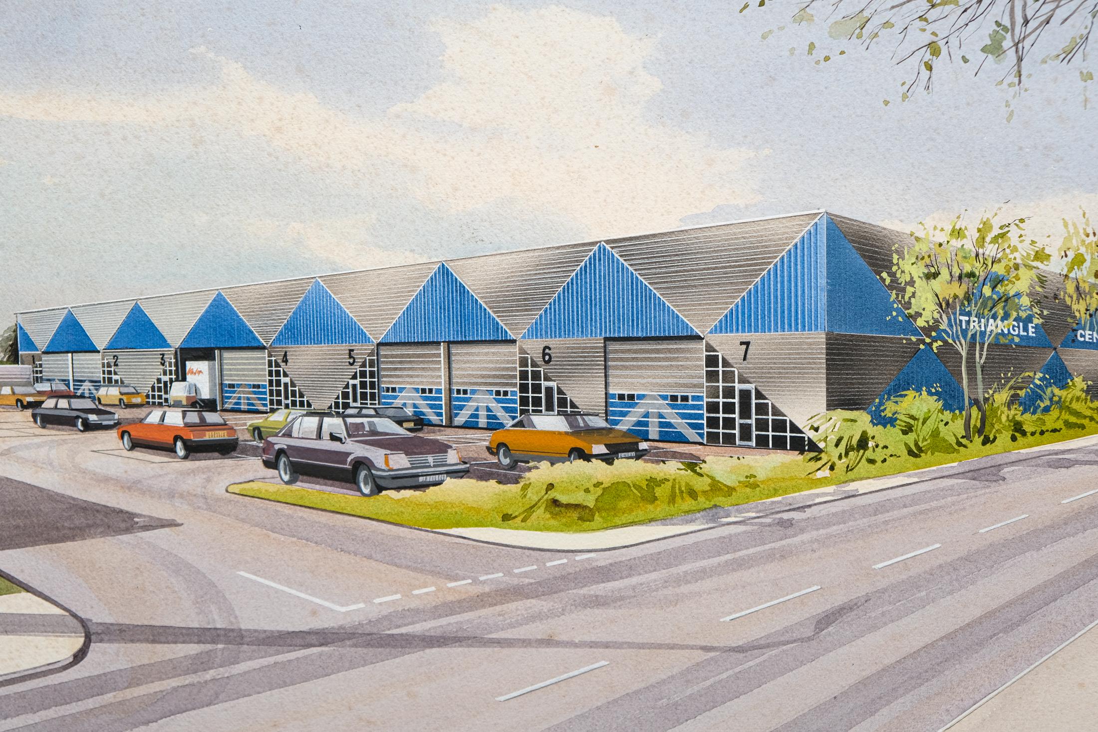 Postmodern Architectural Airbrush & Watercolour Illustration, Wendy Smith 1988 In Good Condition For Sale In London, GB