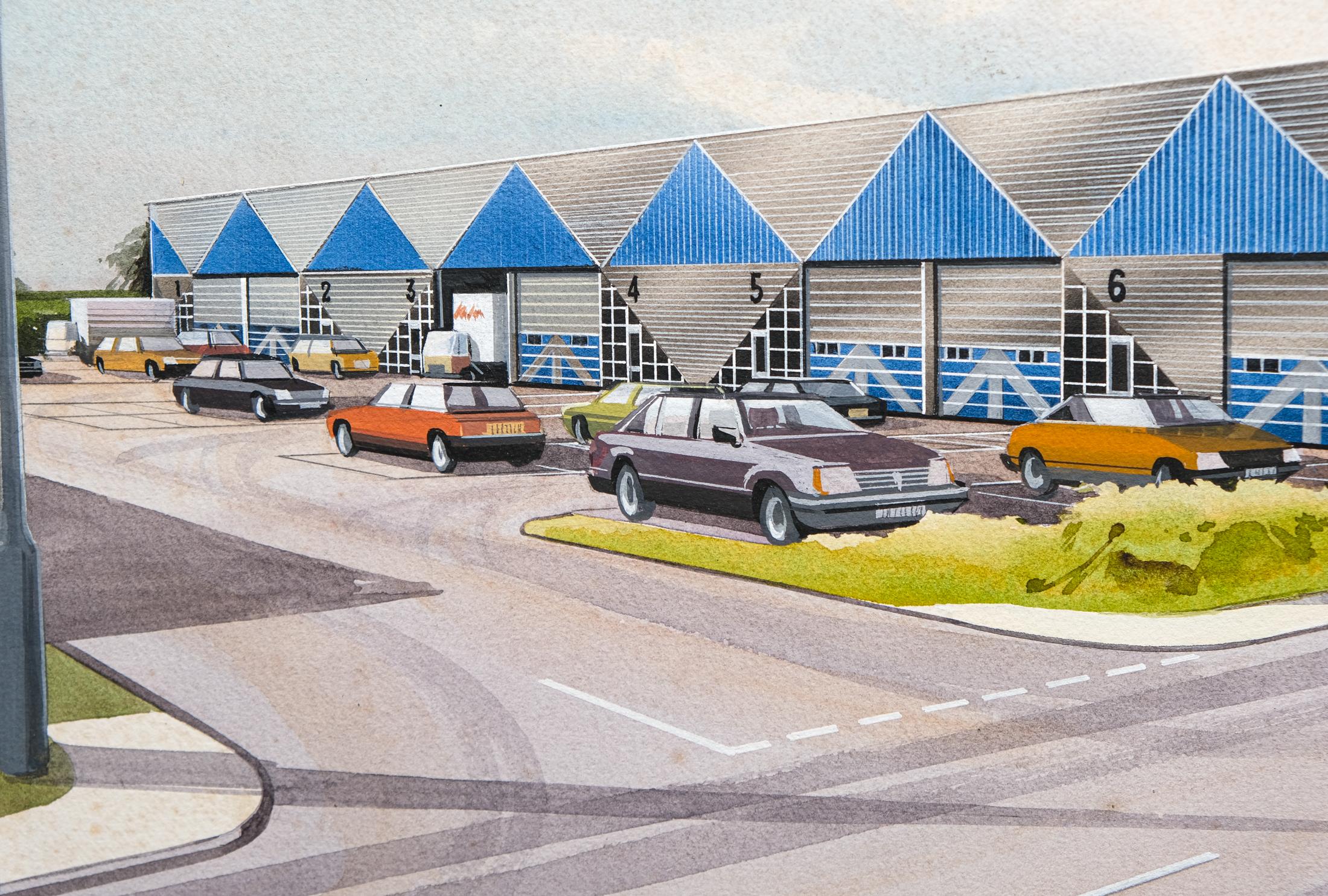 20th Century Postmodern Architectural Airbrush & Watercolour Illustration, Wendy Smith 1988 For Sale