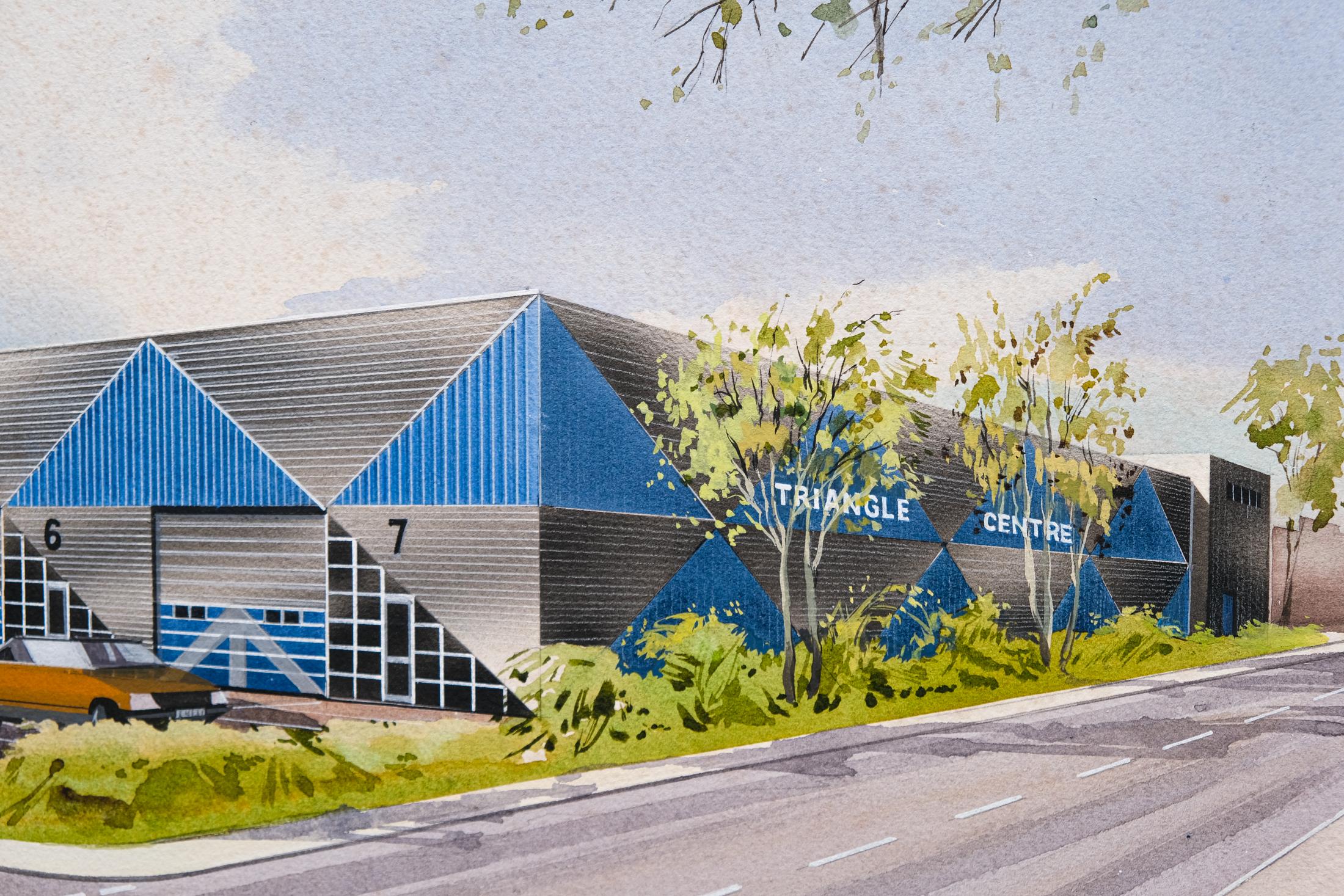Paper Postmodern Architectural Airbrush & Watercolour Illustration, Wendy Smith 1988 For Sale