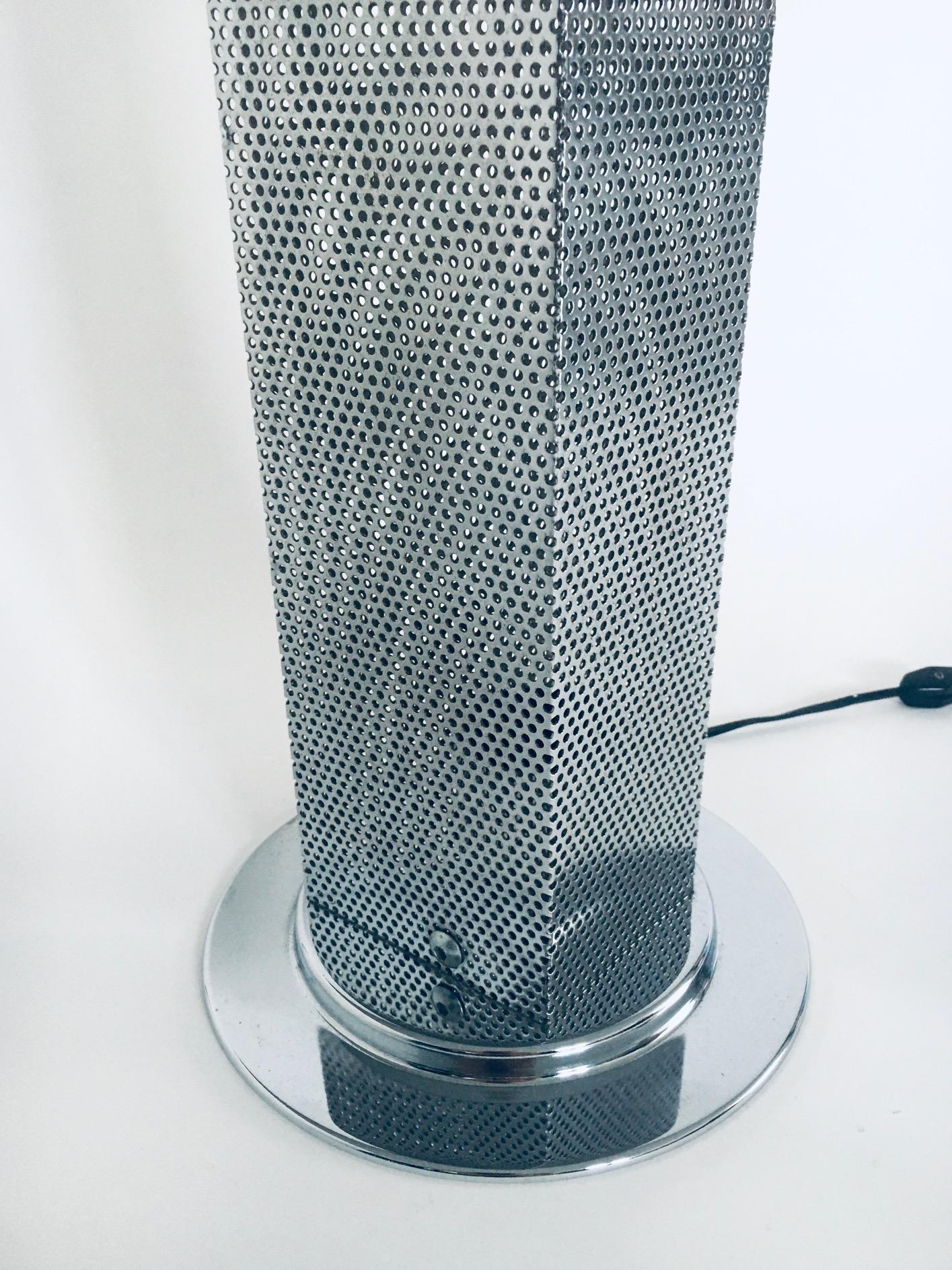 Postmodern Architectural Design Chrome Steel Perforated Metal Table Lamp, Italy  For Sale 4