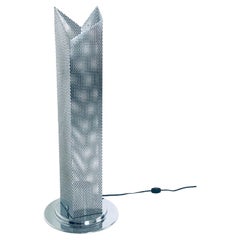 Postmodern Architectural Design Chrome Steel Perforated Metal Table Lamp, Italy 