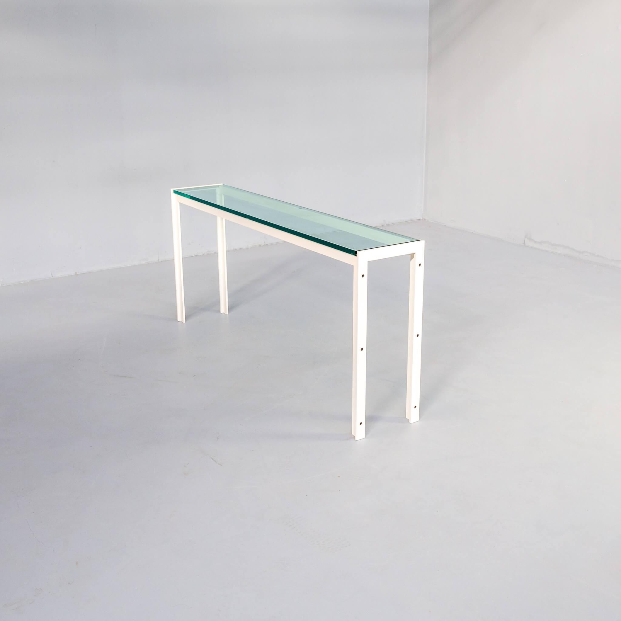 Postmodern Architectural Metal and Glass Console Table For Sale 4