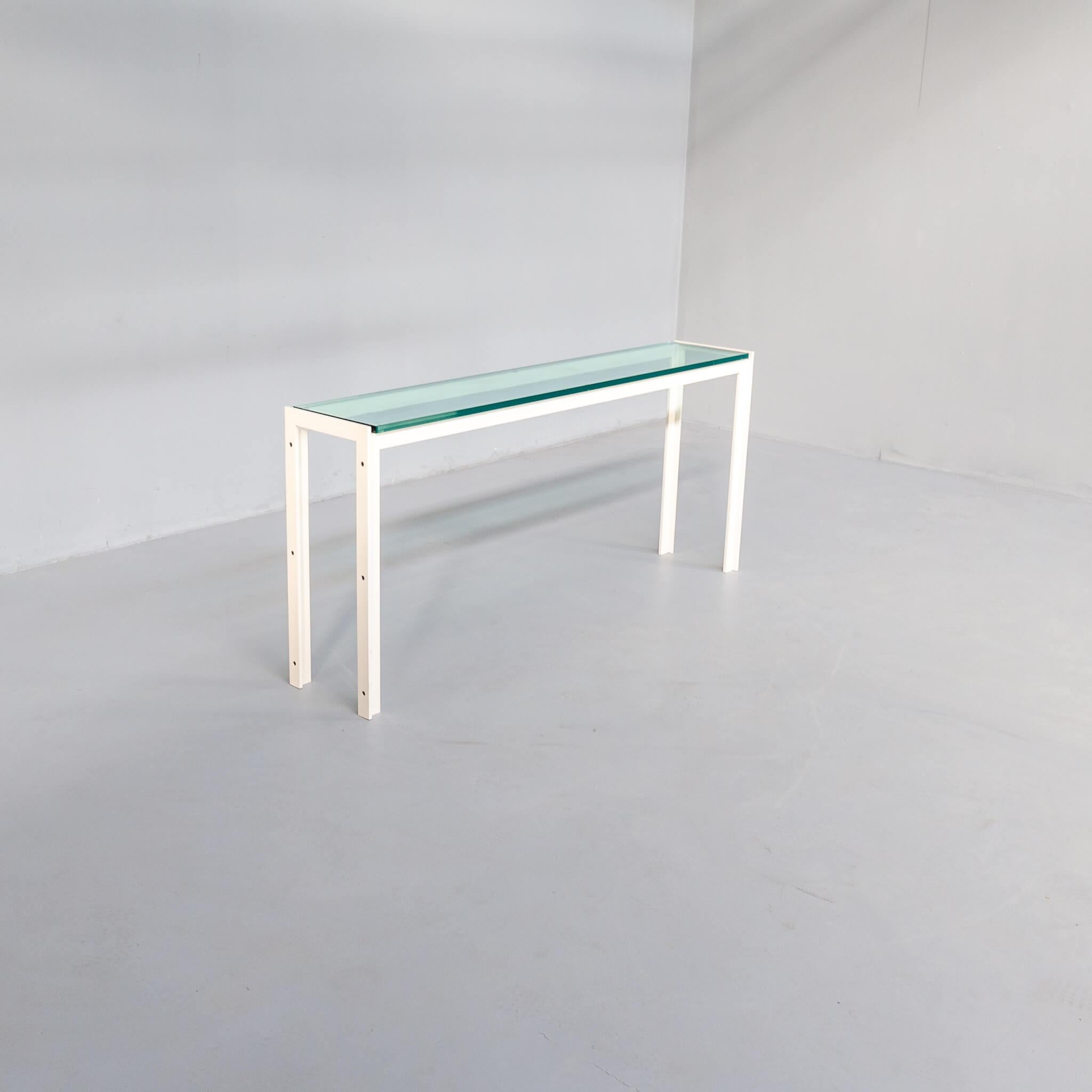 Post-Modern Postmodern Architectural Metal and Glass Console Table For Sale