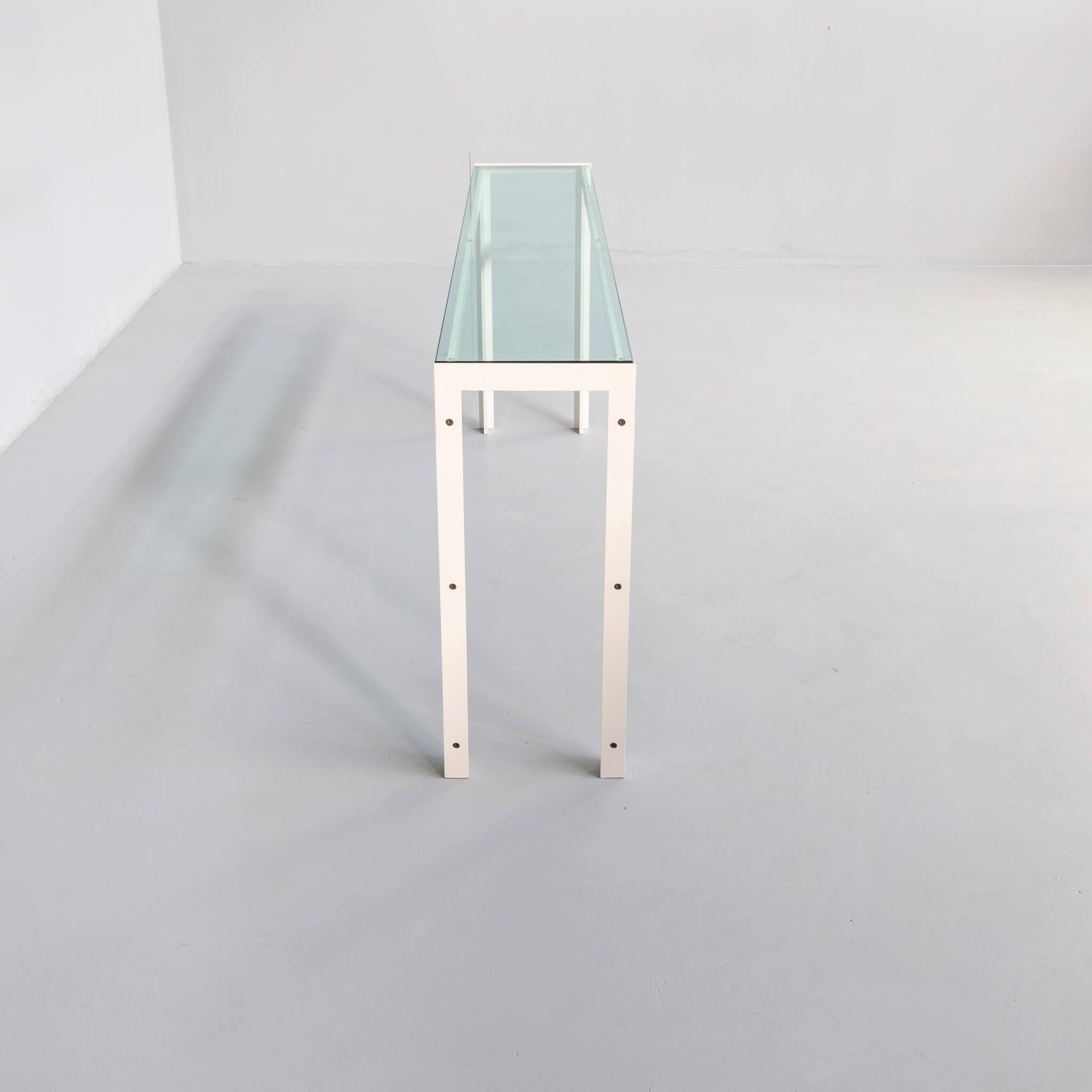 Italian Postmodern Architectural Metal and Glass Console Table For Sale