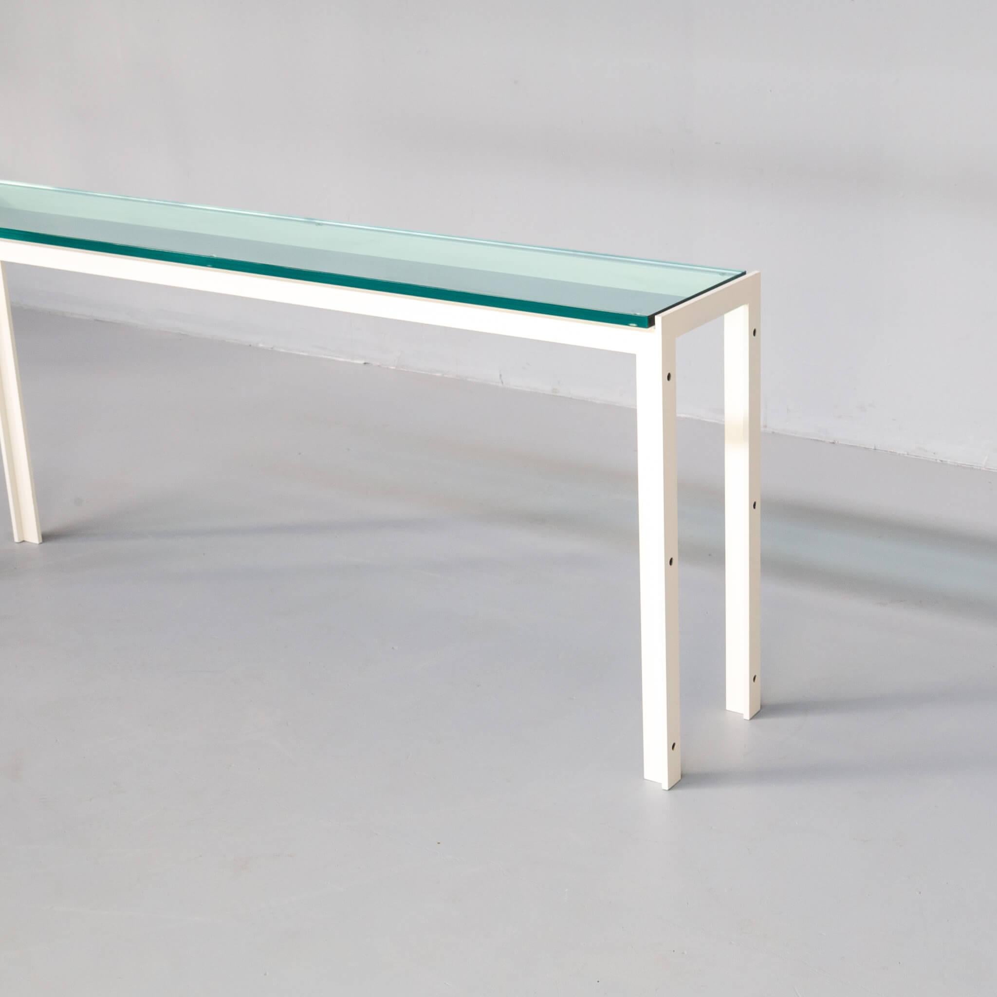 Late 20th Century Postmodern Architectural Metal and Glass Console Table For Sale