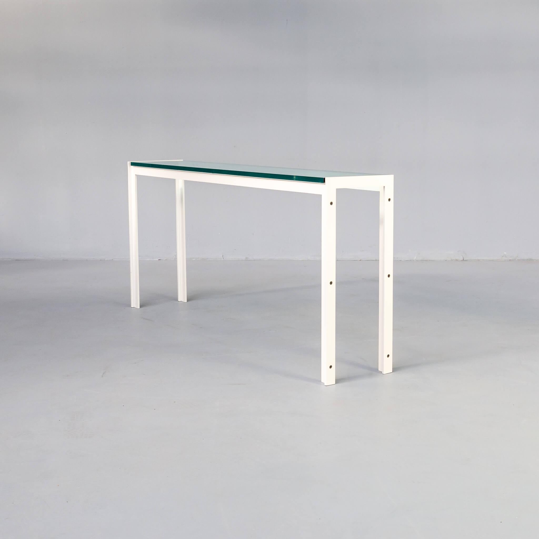 Postmodern Architectural Metal and Glass Console Table For Sale 2