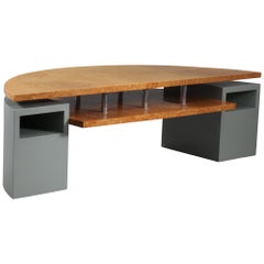 Postmodern Architectural Root Veneer Coffee Table Desk Arch. Wieser, Vienna