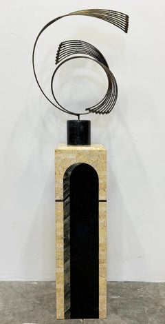 Postmodern Architectural Trompe l'oeil Tessellated Stone Pedestal