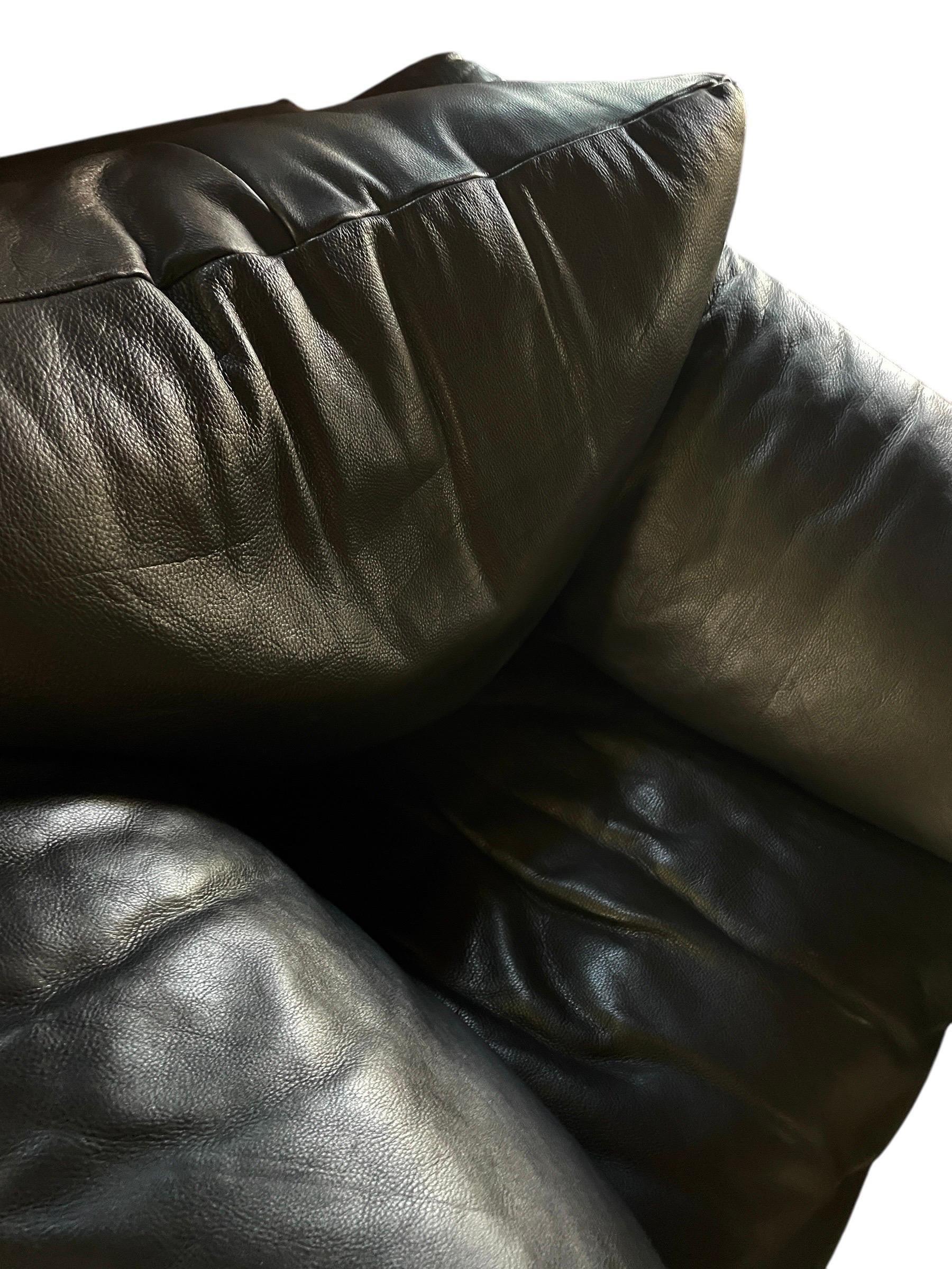 Post-Modern Postmodern Armchair Black Leather In the style of Roche Bobois Leather Armchair For Sale
