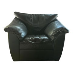 Sillón postmoderno de cuero negro Al estilo del sillón de cuero Roche Bobois