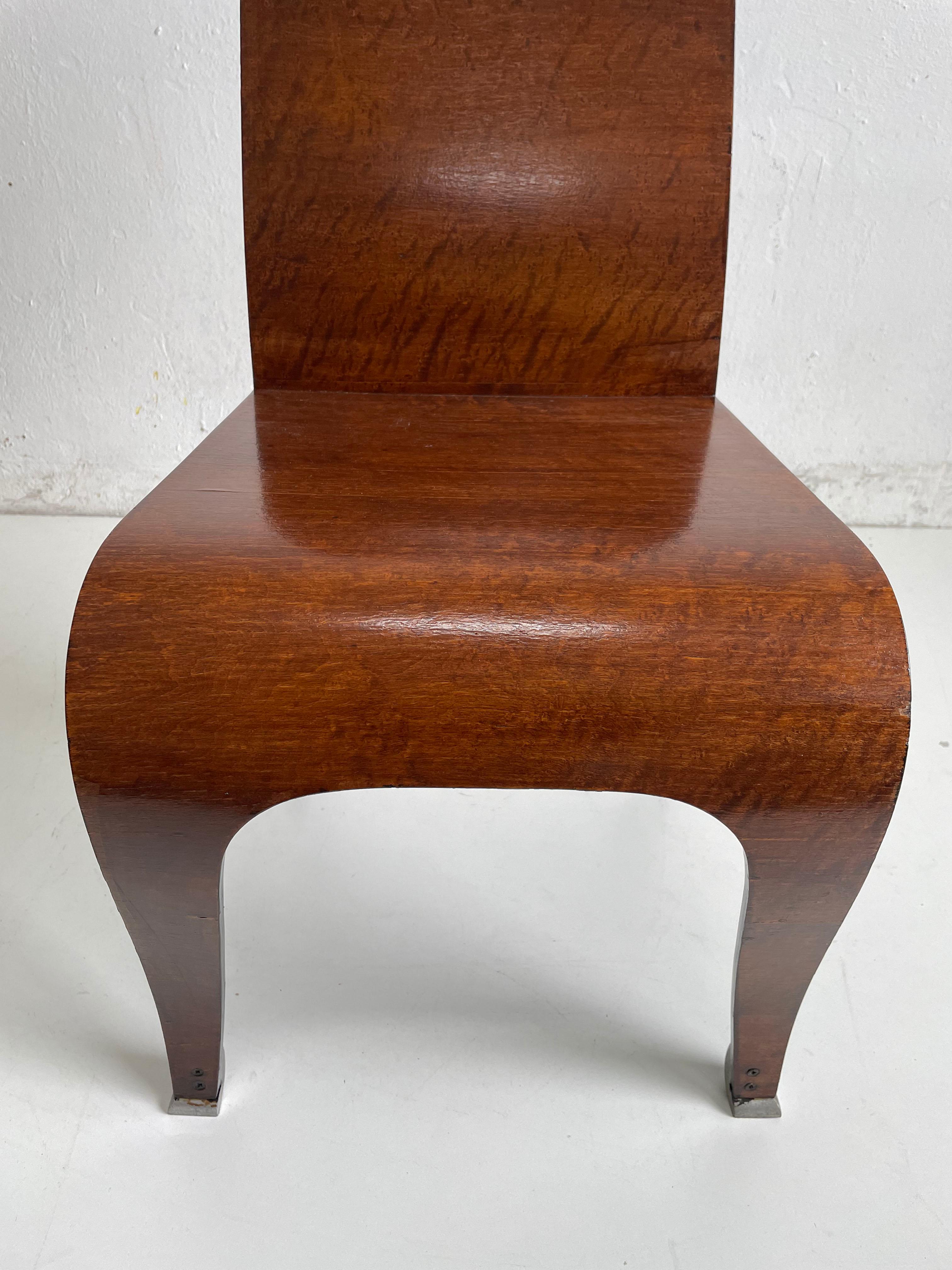 Postmodern Art Deco Style Artisan Burr Walnut Veneered Plywood Chairs, Set of 2 2