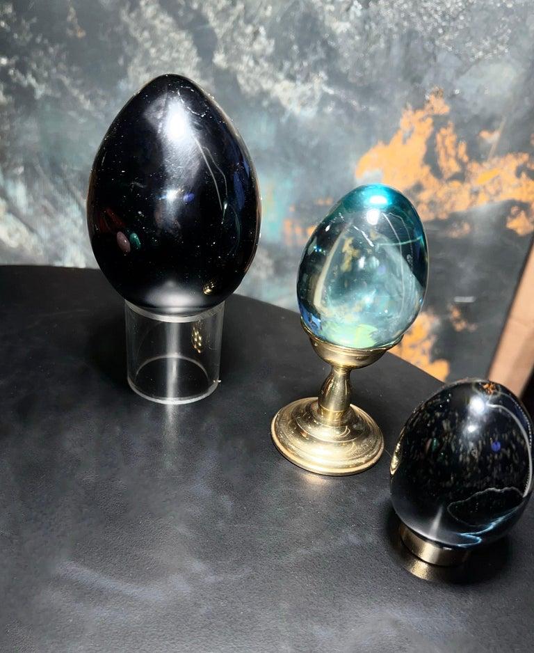 Italian Postmodern Art Glass and Brass Egg & Holster Set, Memphis Inspired For Sale