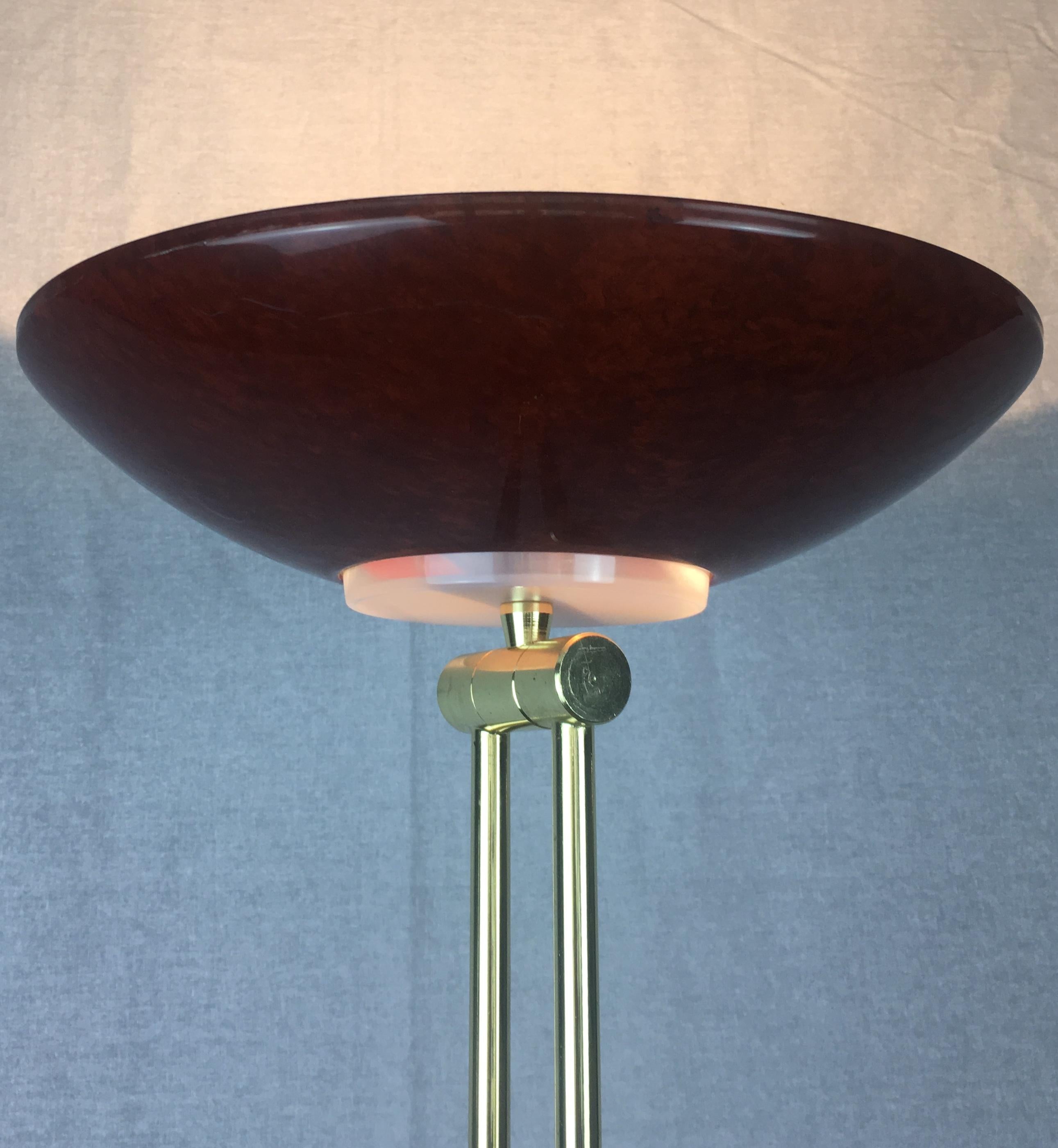 French Postmodern Articulated Floor Lamp Brass and Metal For Sale